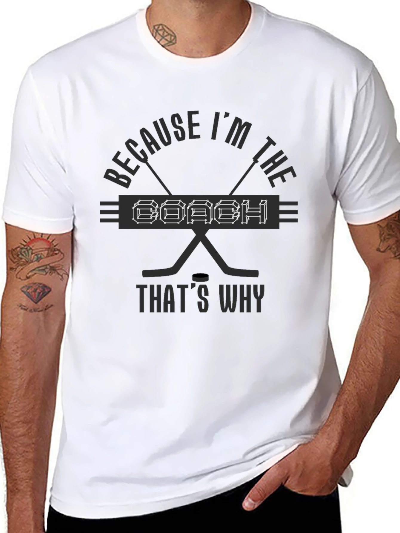 Because Im The Coach T-Shirt Hockey Fan Gift