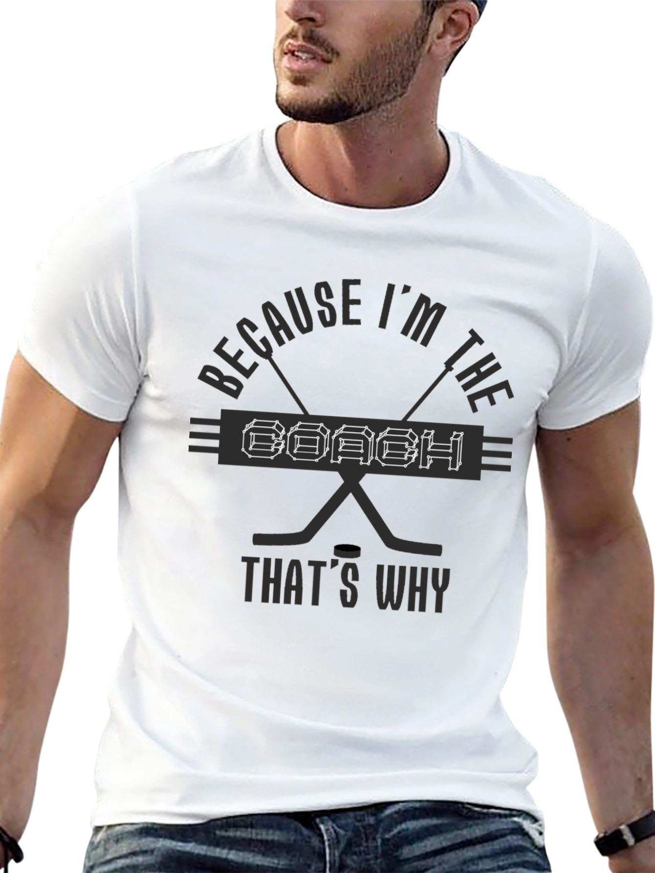 Because Im The Coach T-Shirt Hockey Fan Gift