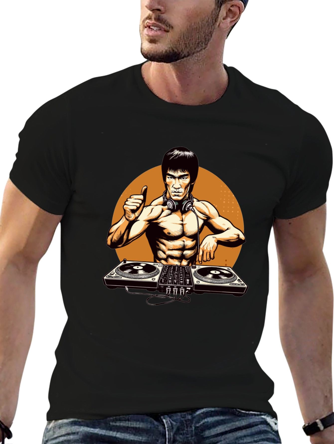 DJ Bruce Lee Graphic Tee - Black T-Shirt