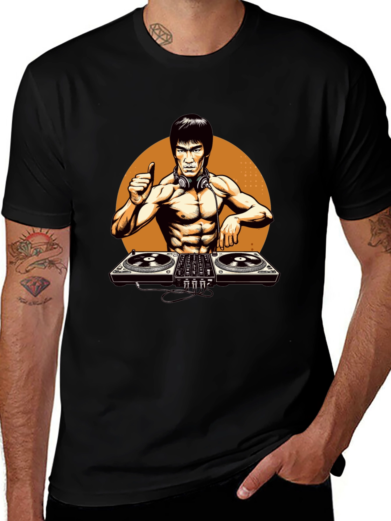 DJ Bruce Lee Graphic Tee - Black T-Shirt