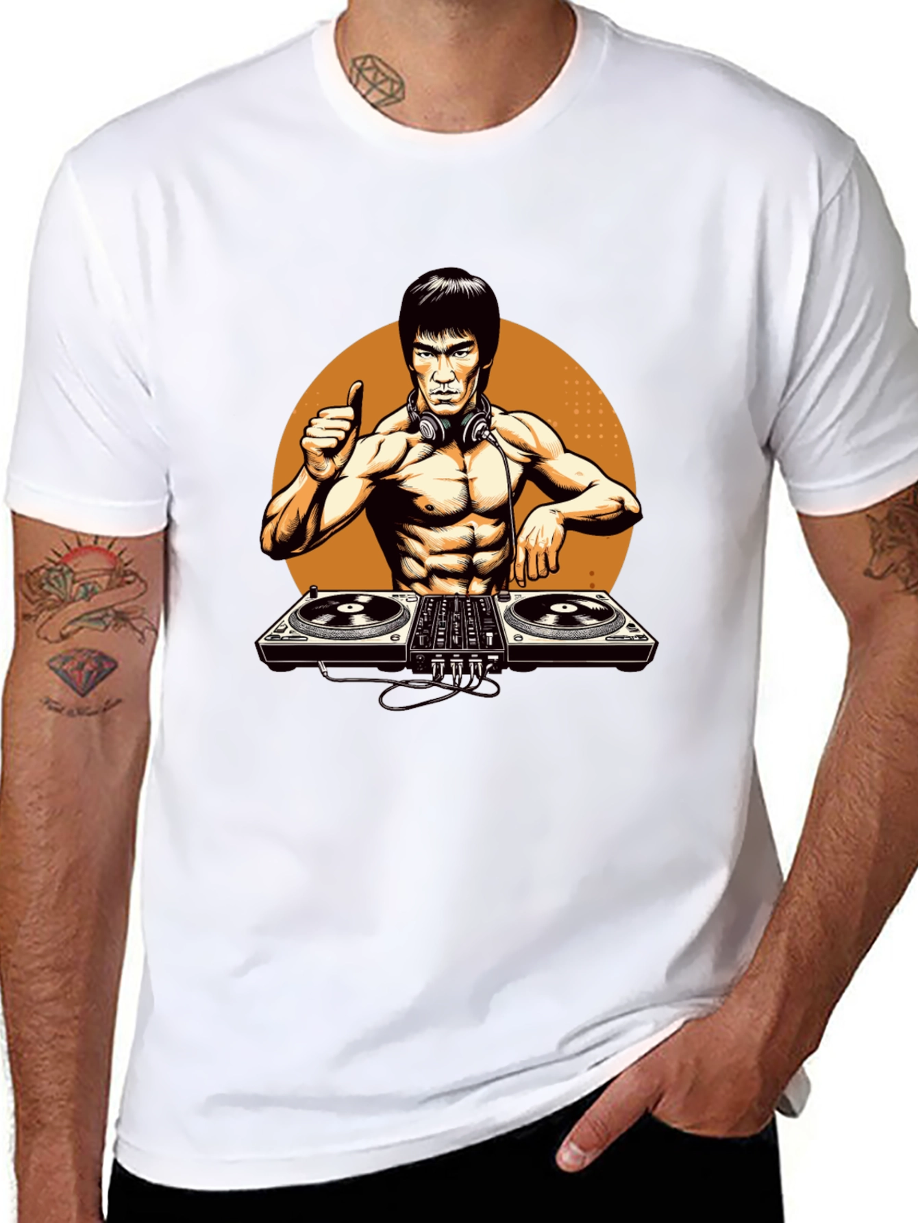 DJ Bruce Lee Graphic Tee - Black T-Shirt
