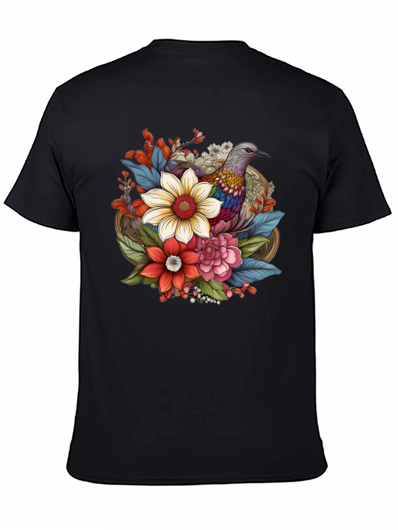 Floral Bird Graphic Tee - Stylish Comfort