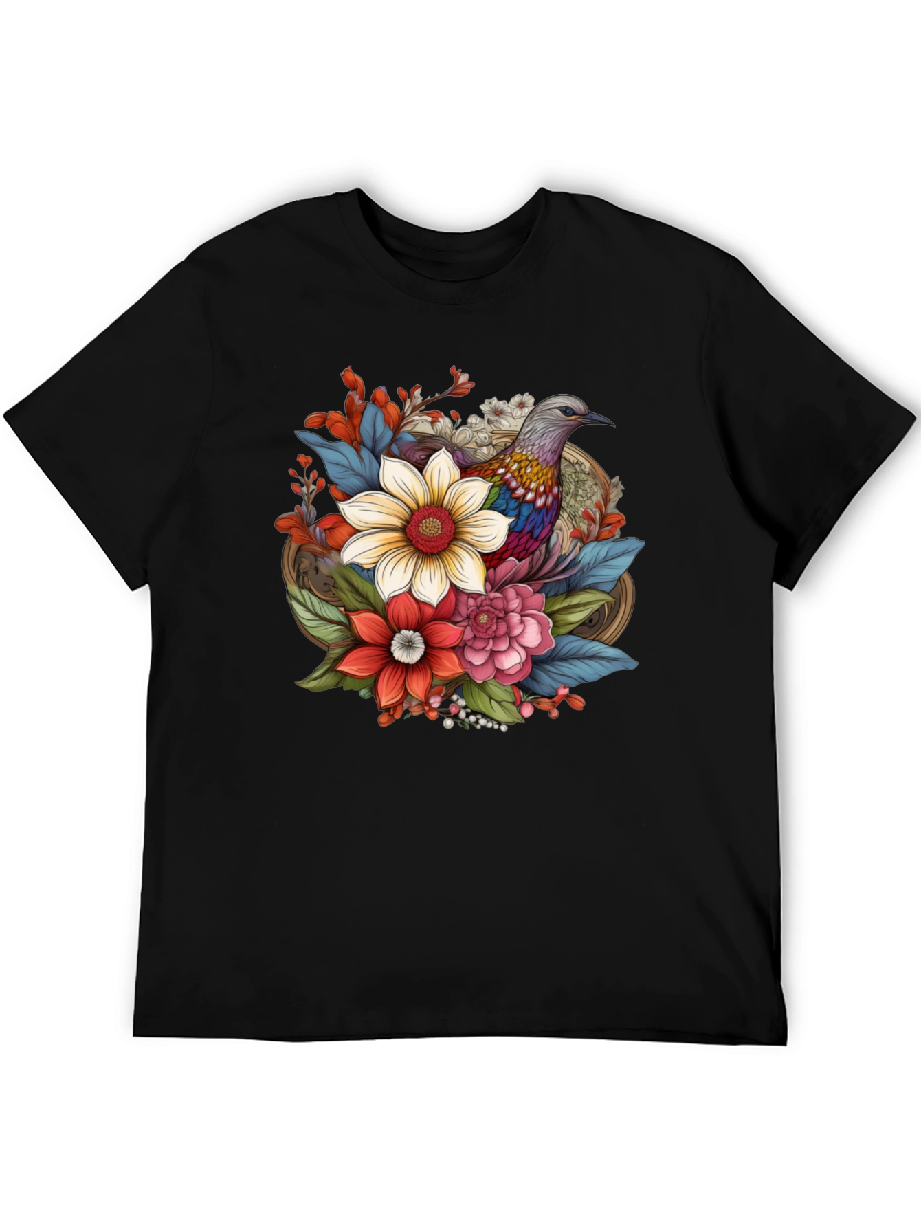 Floral Bird Graphic Tee - Stylish Comfort