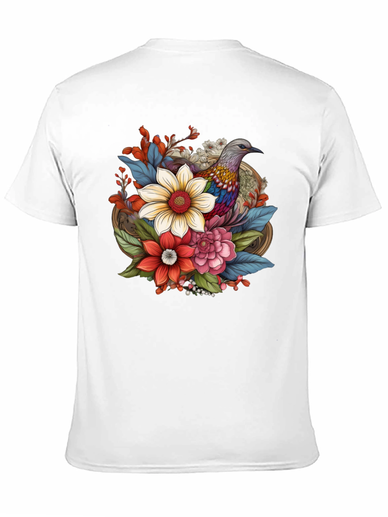 Floral Bird Graphic Tee - Stylish Comfort