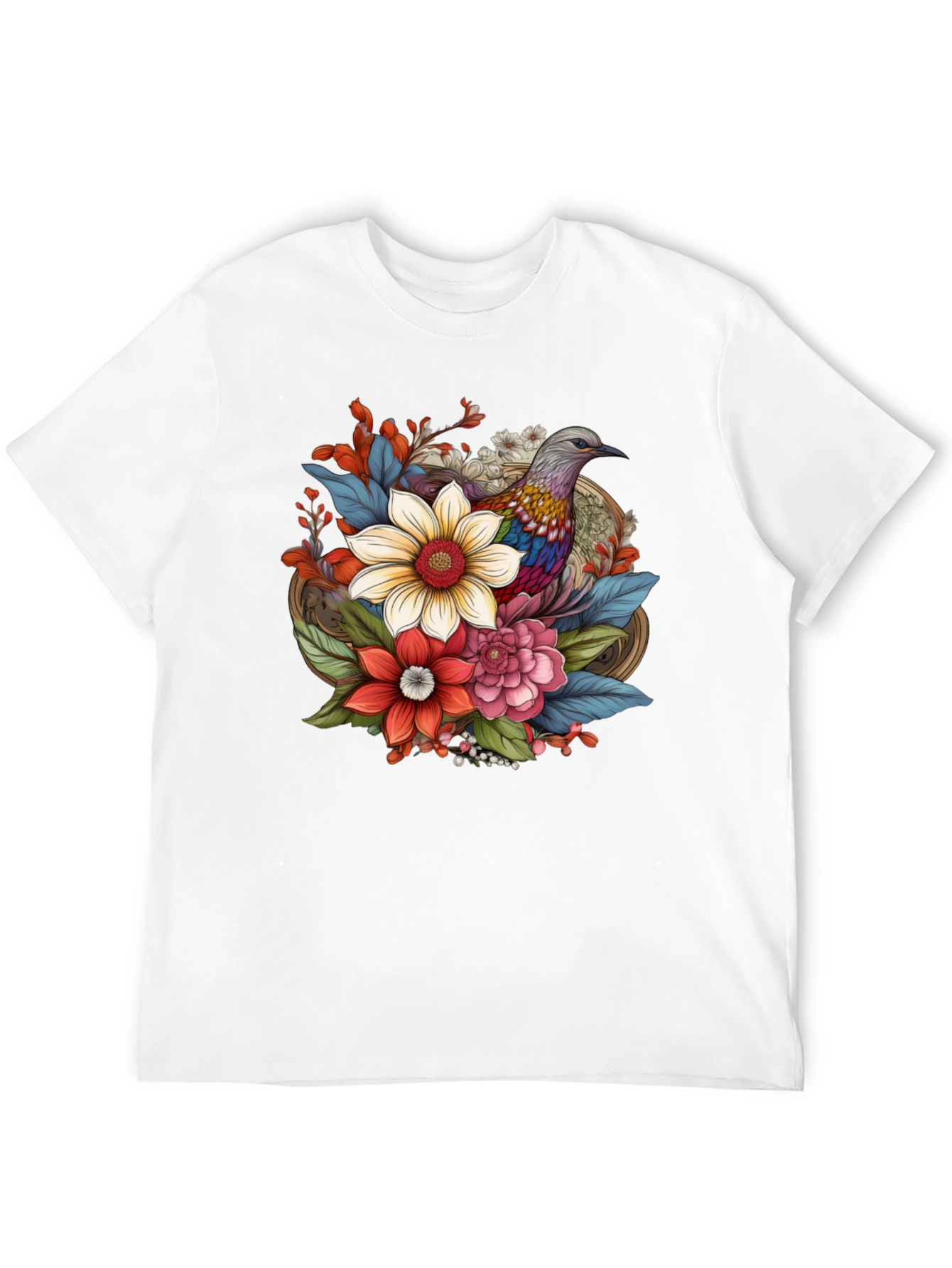 Floral Bird Graphic Tee - Stylish Comfort