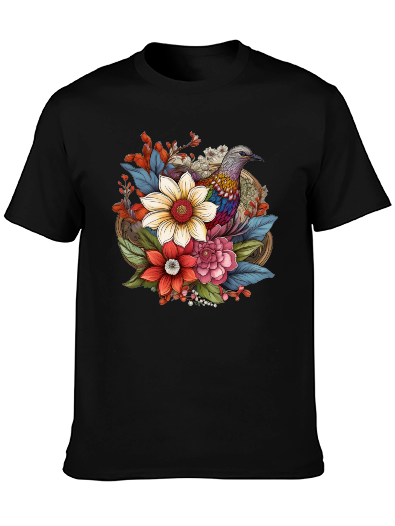 Floral Bird Graphic Tee - Stylish Comfort