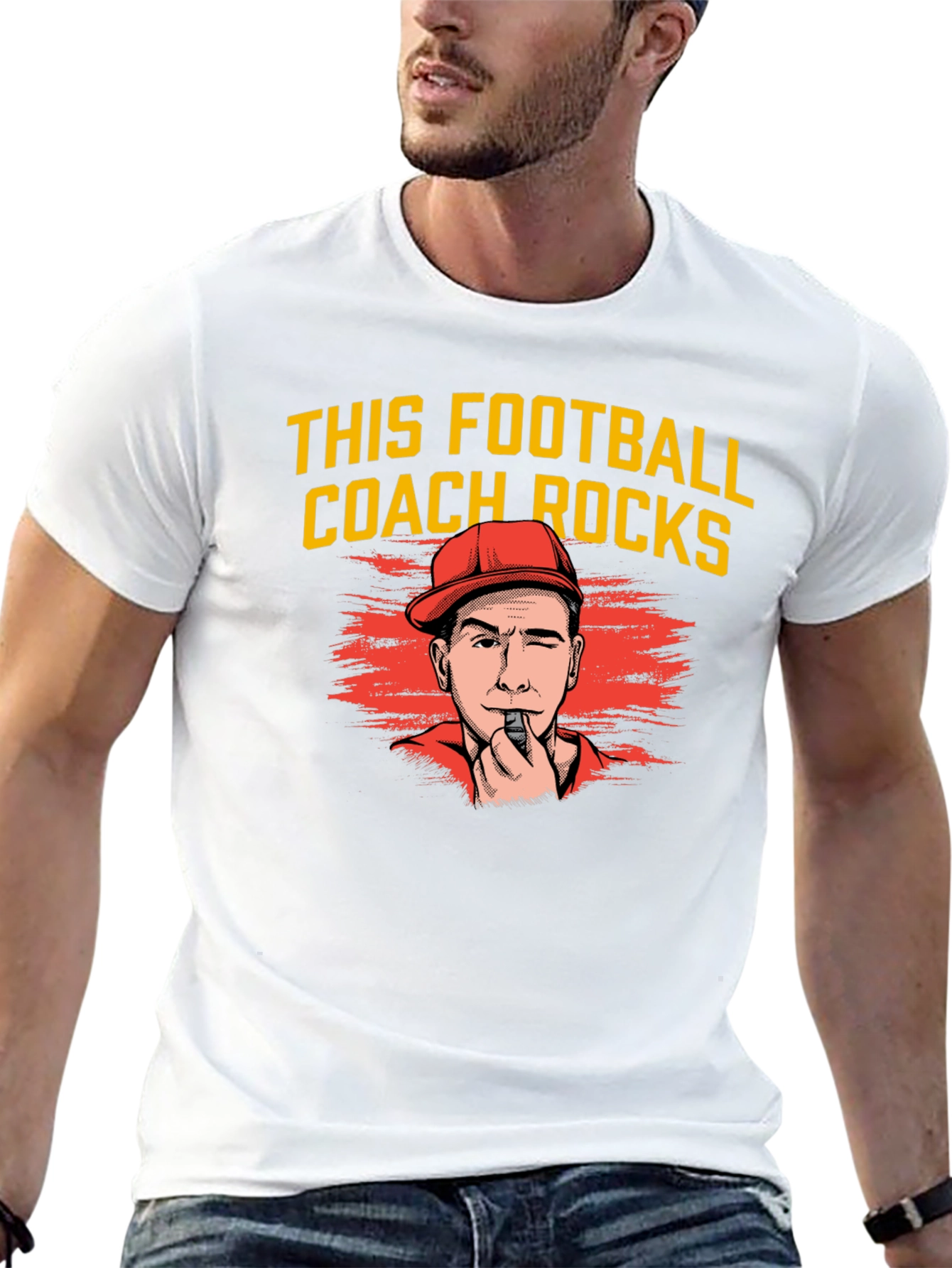 Funny Football Coach T-Shirt - This Coach Rocks