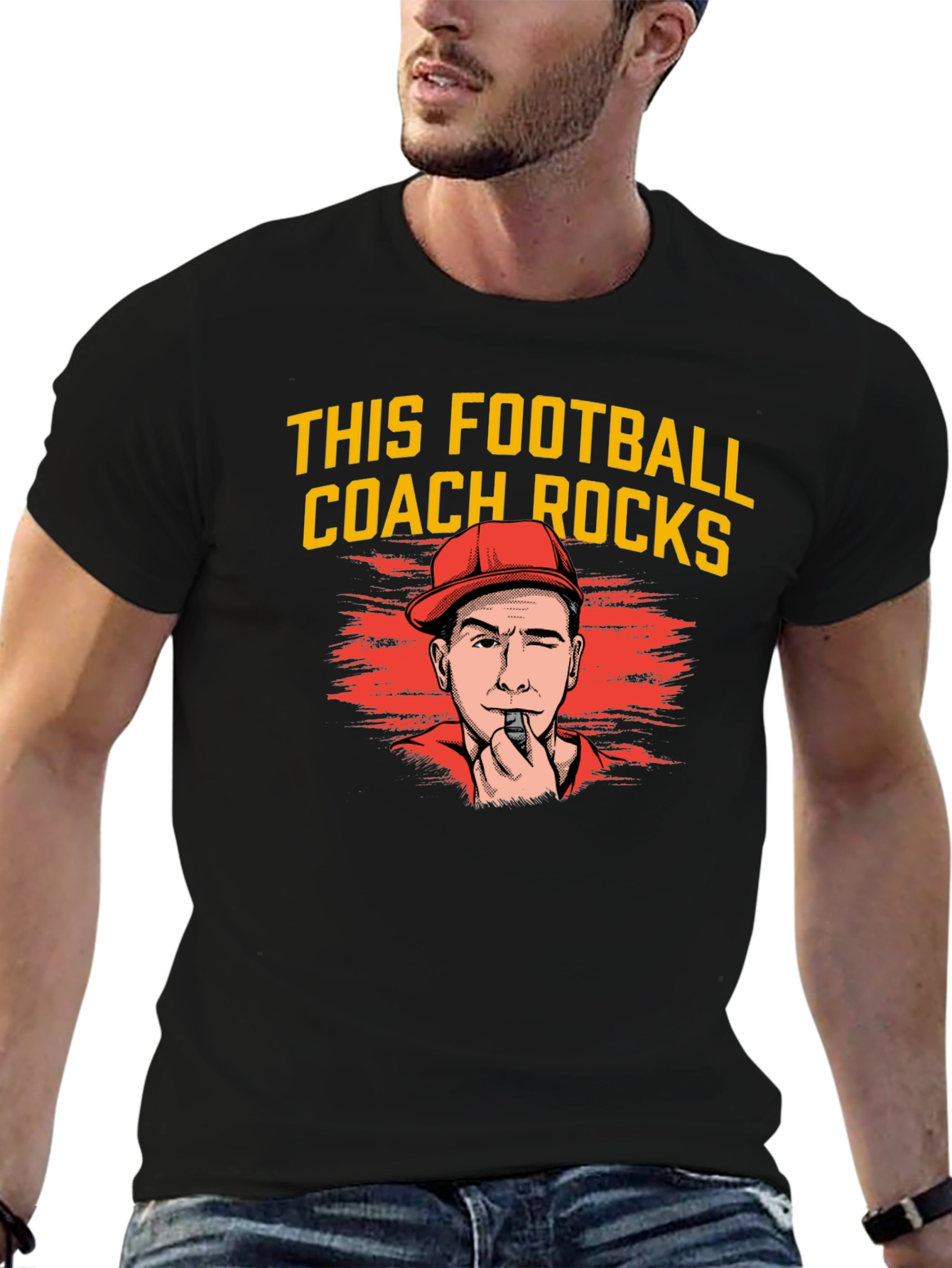 Funny Football Coach T-Shirt - This Coach Rocks