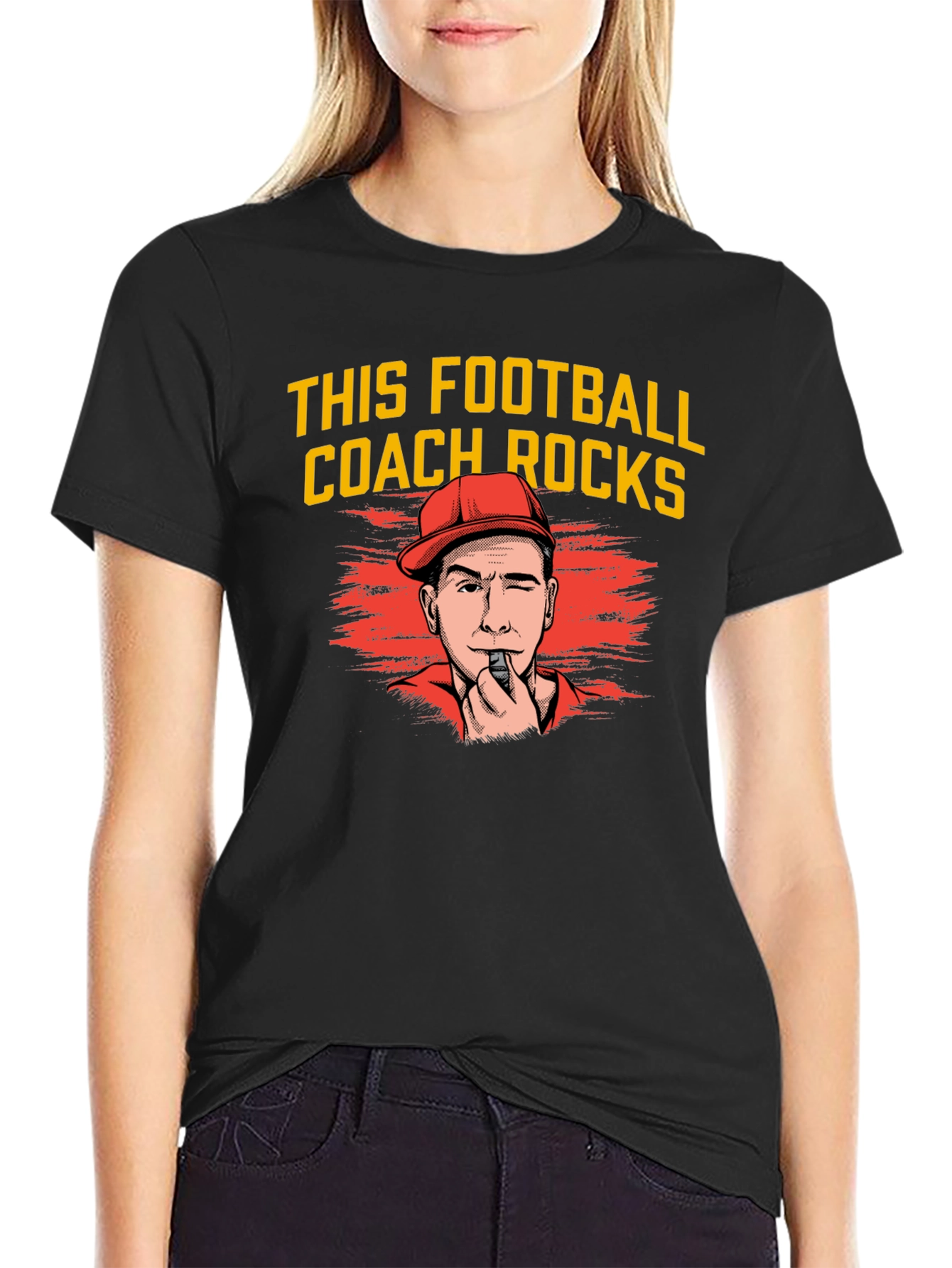 Funny Football Coach T-Shirt - This Coach Rocks