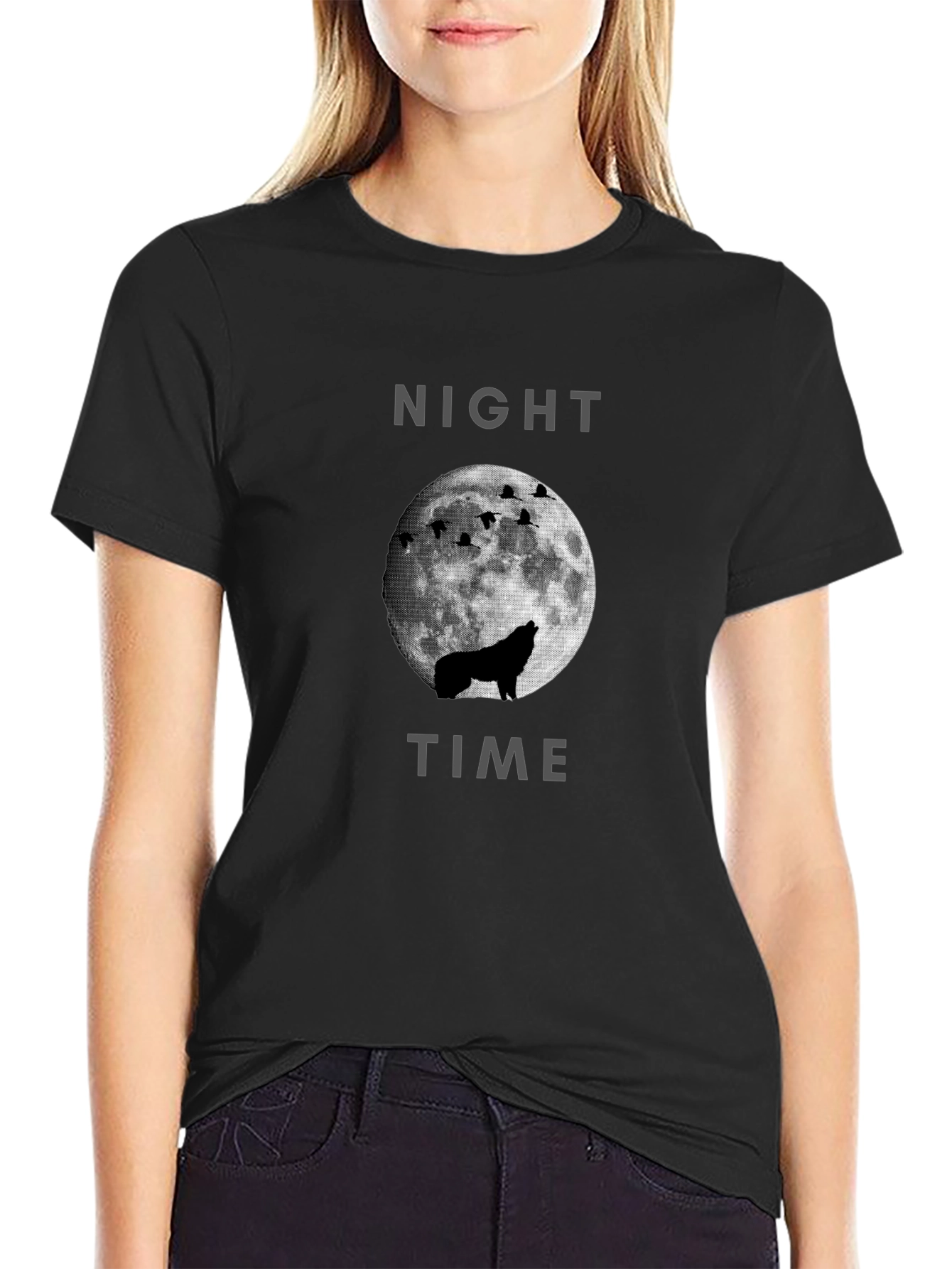 Night Time Wolf Moon Graphic Tee