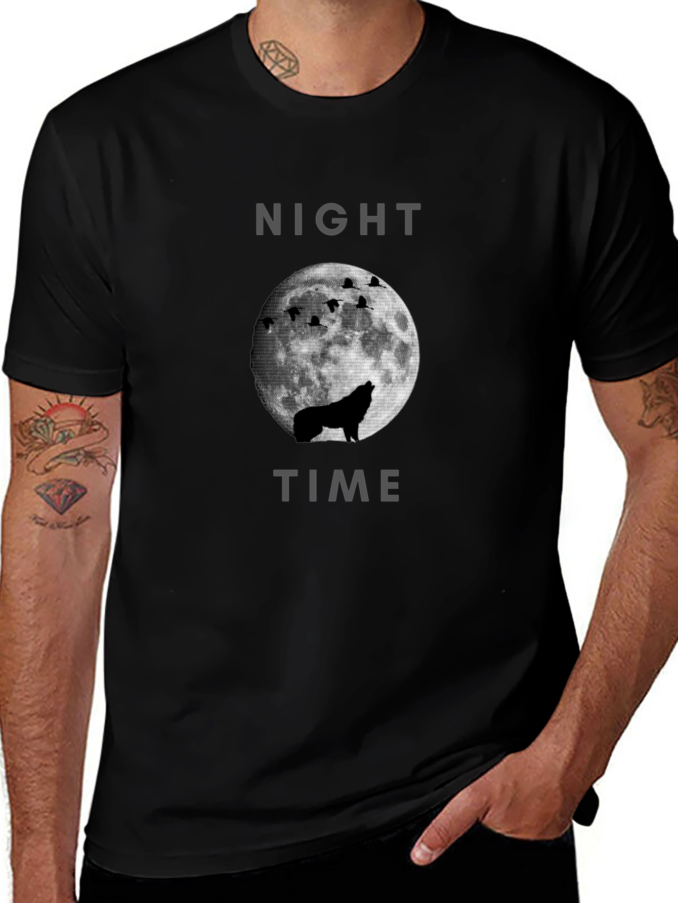 Night Time Wolf Moon Graphic Tee