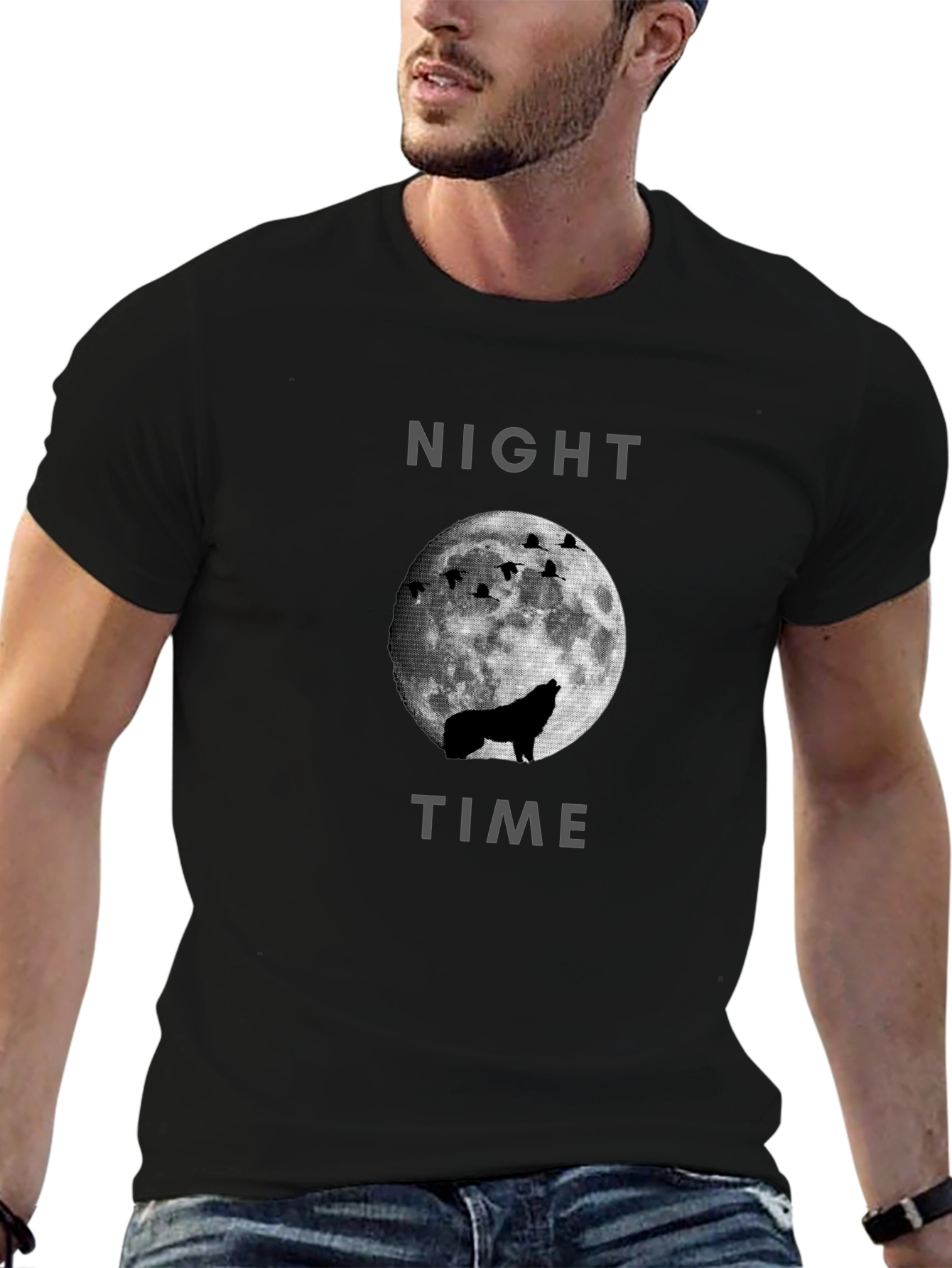 Night Time Wolf Moon Graphic Tee