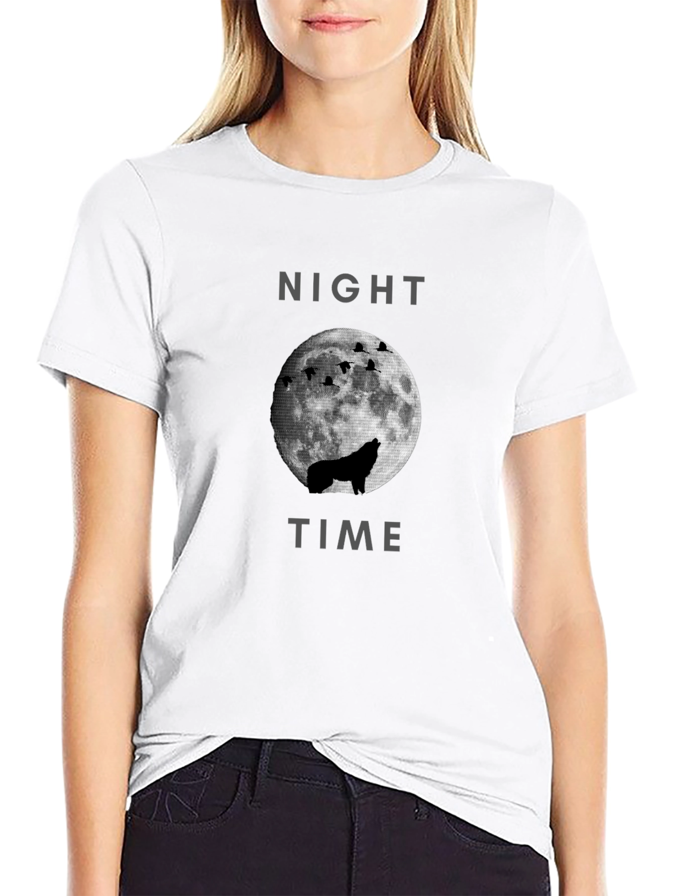 Night Time Wolf Moon Graphic Tee
