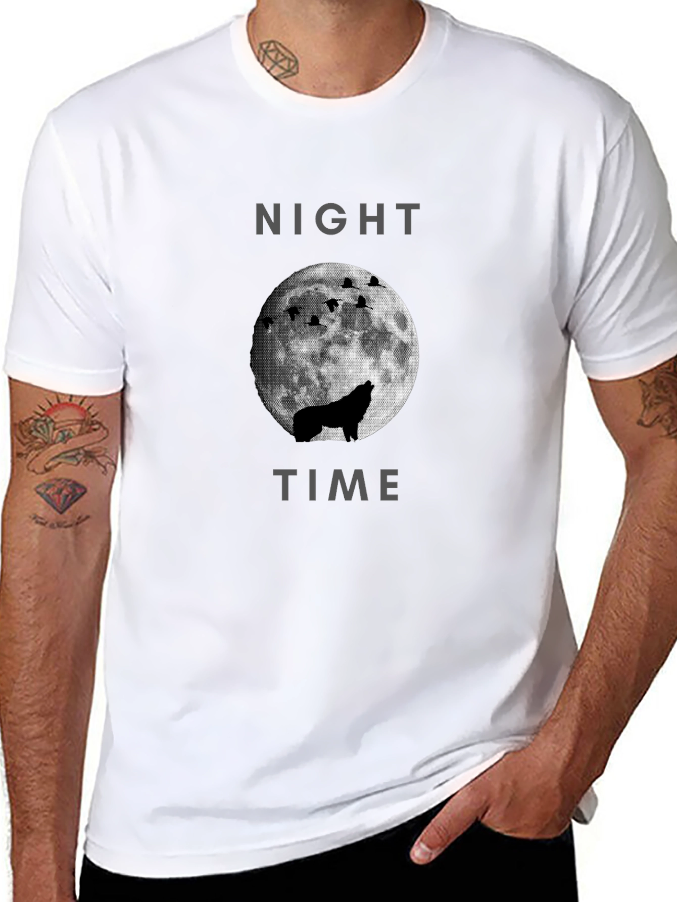 Night Time Wolf Moon Graphic Tee