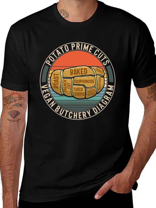 Vegan Potato Prime Cuts Black Graphic T-Shirt