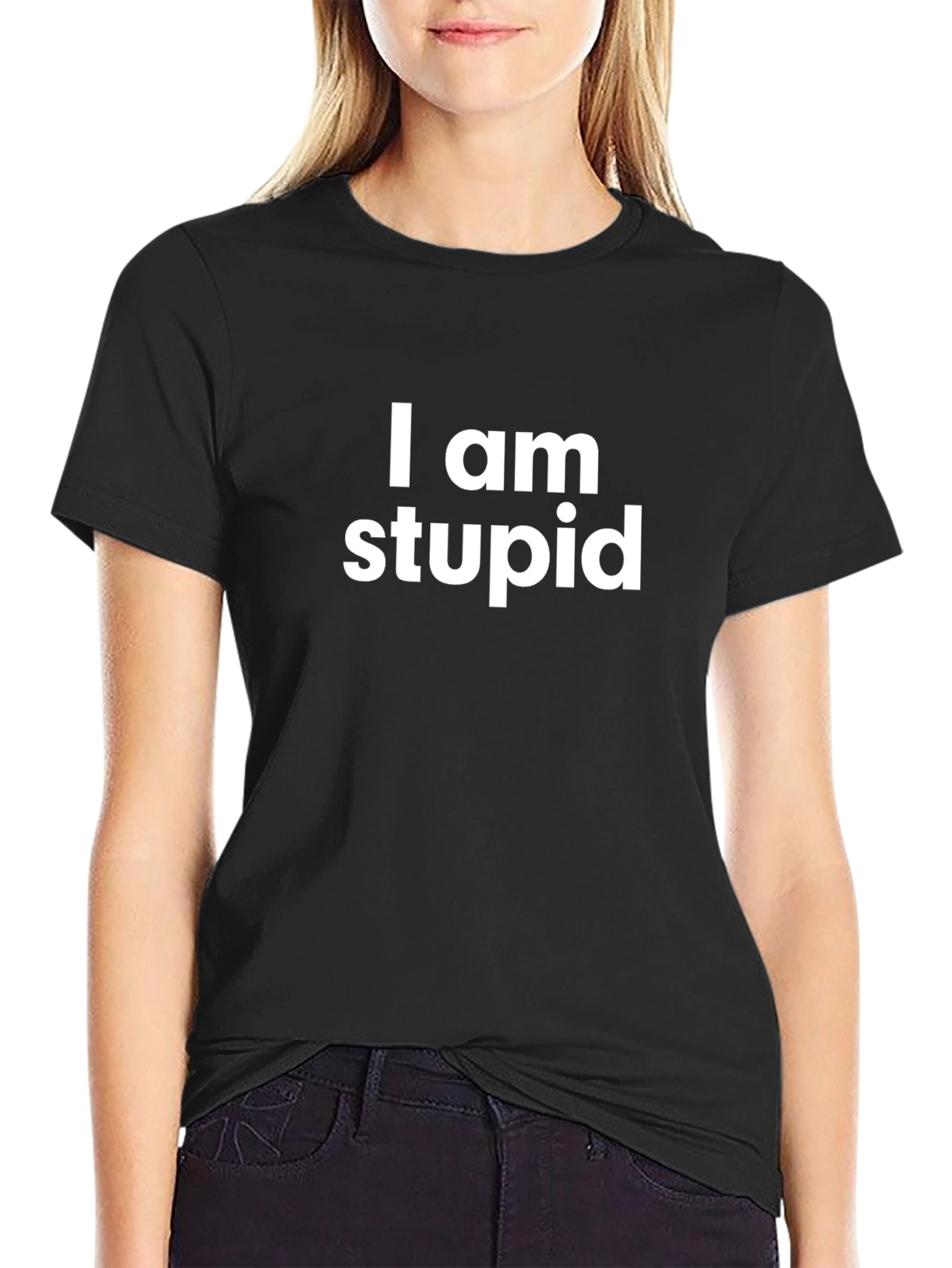 Funny I am stupid Black T-Shirt