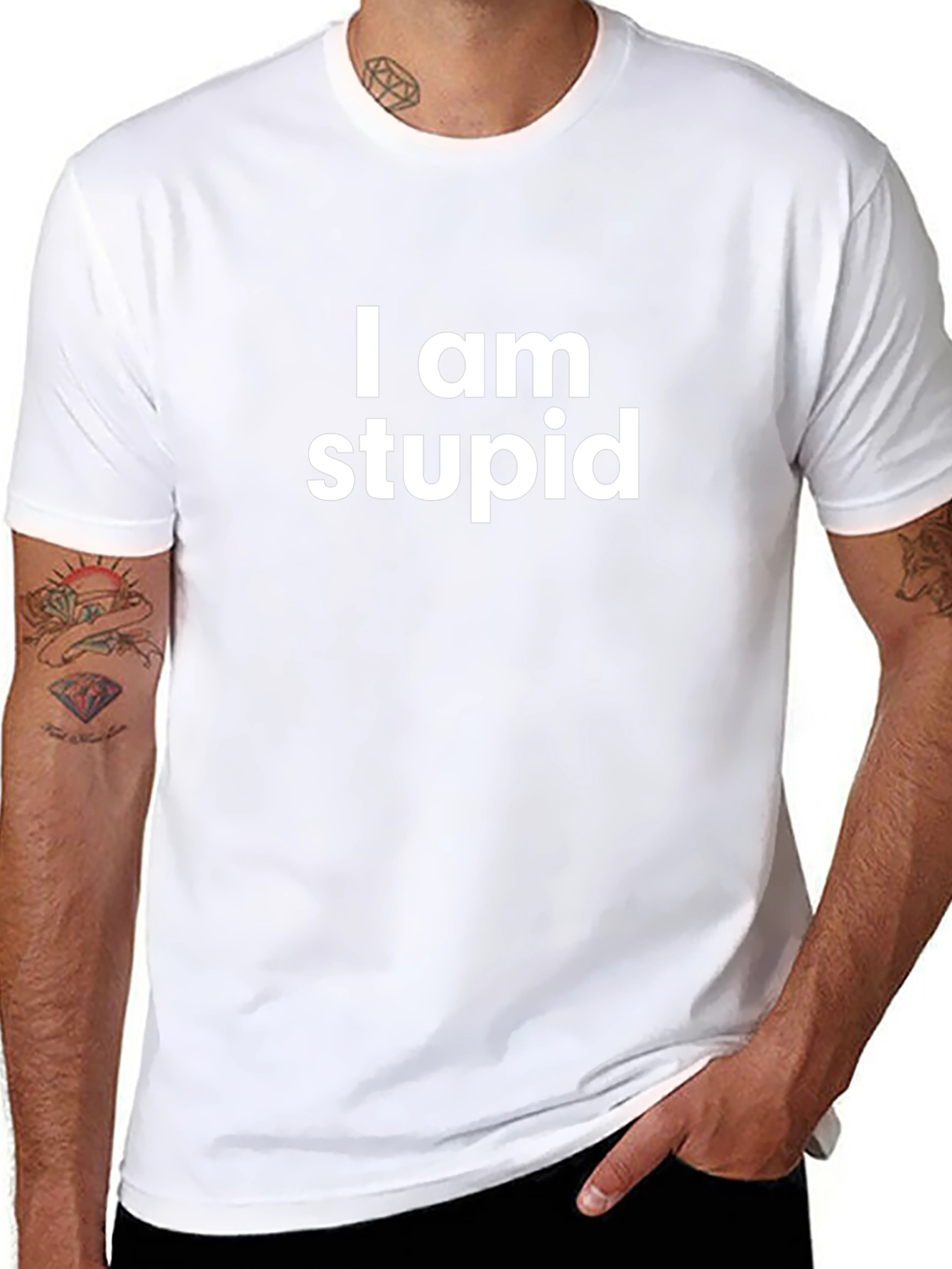 Funny I am stupid Black T-Shirt