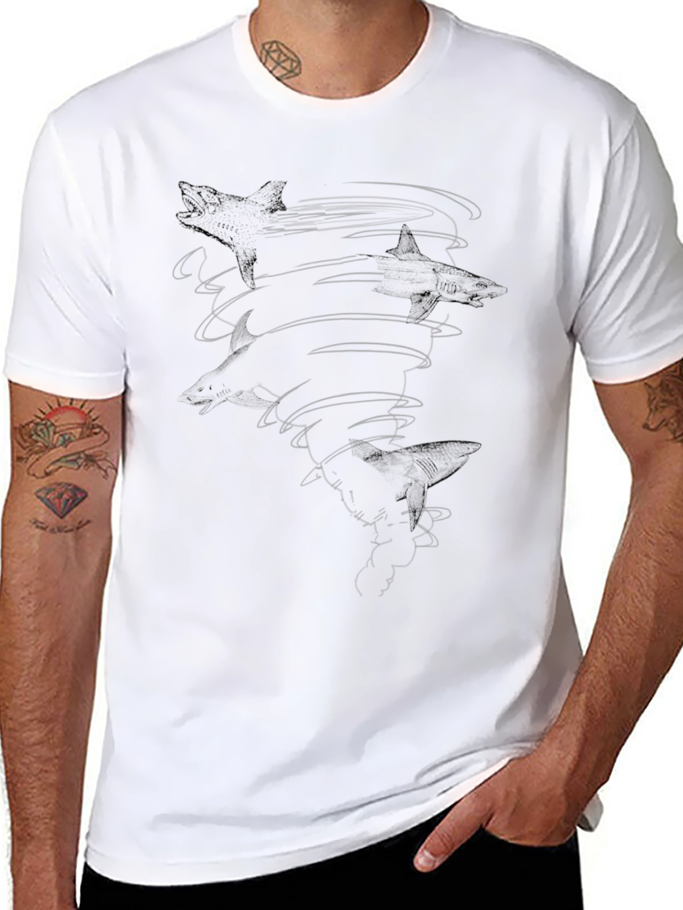 Abstract Swirl Graphic T-Shirt - Black