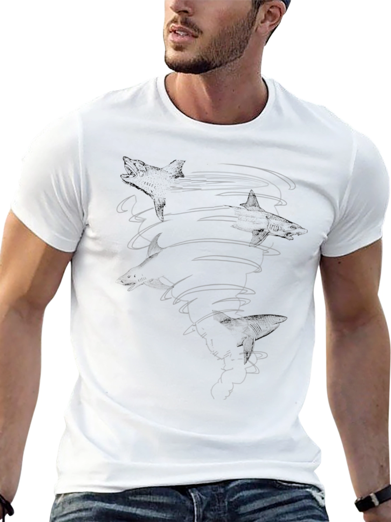 Abstract Swirl Graphic T-Shirt - Black