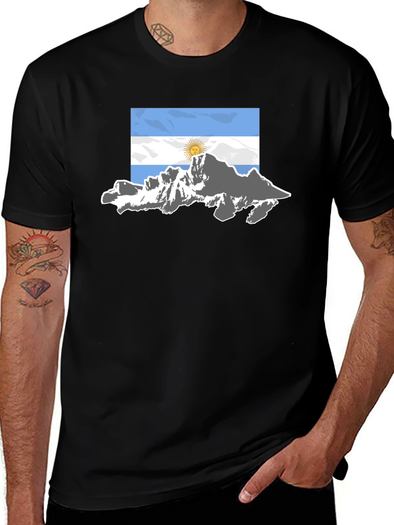 Argentina Flag Mountain Graphic T-Shirt