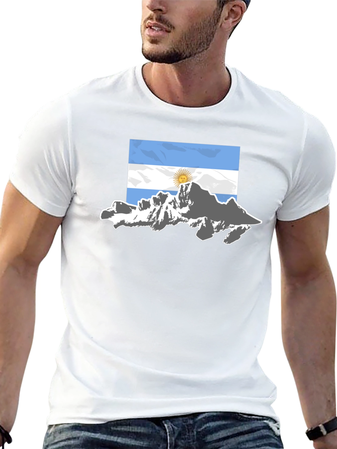 Argentina Flag Mountain Graphic T-Shirt