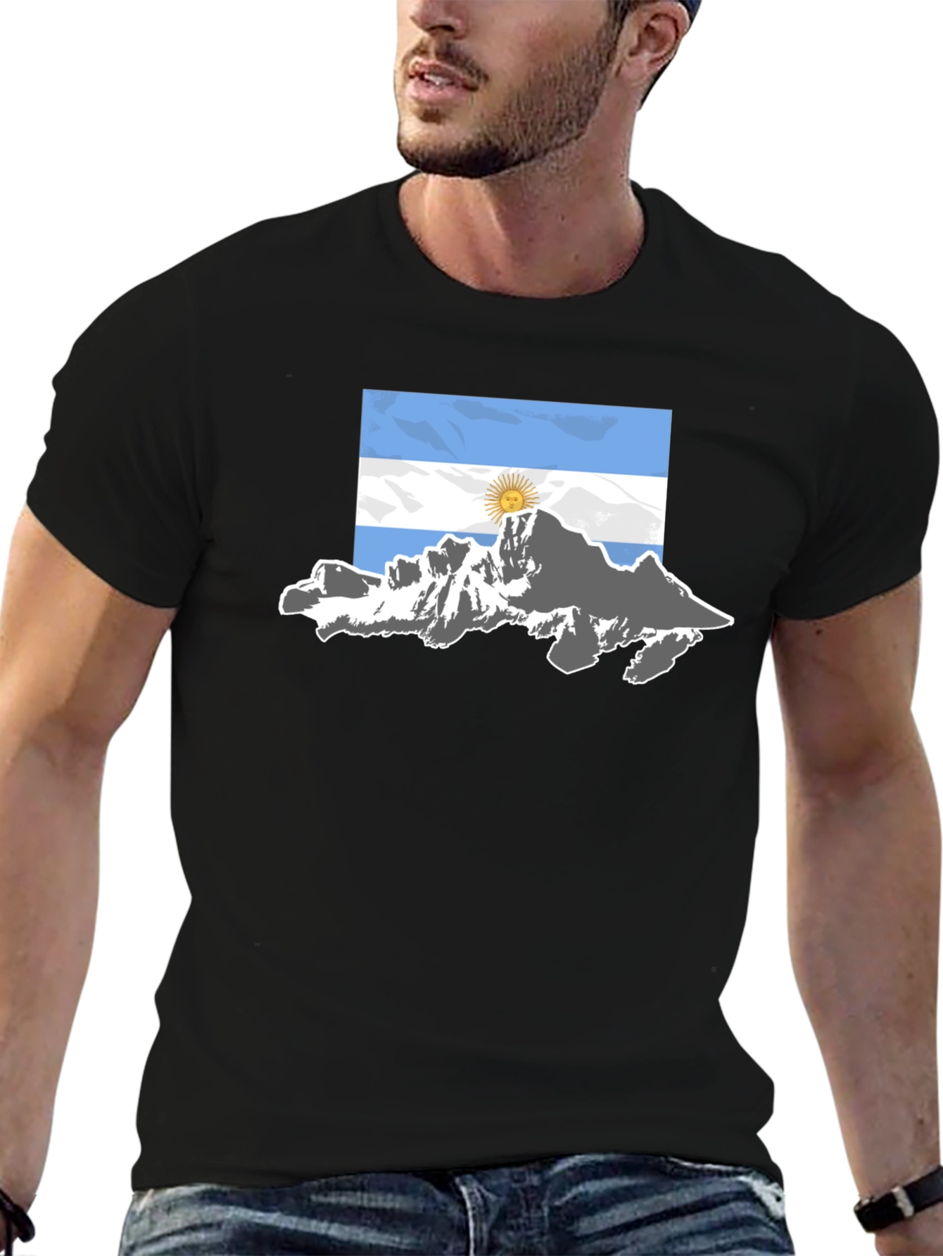 Argentina Flag Mountain Graphic T-Shirt