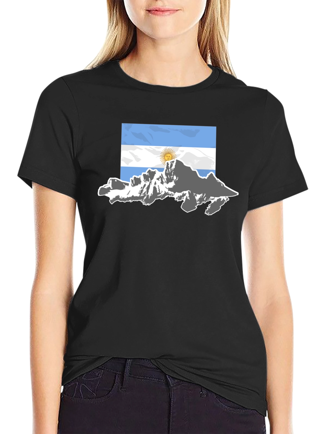 Argentina Flag Mountain Graphic T-Shirt
