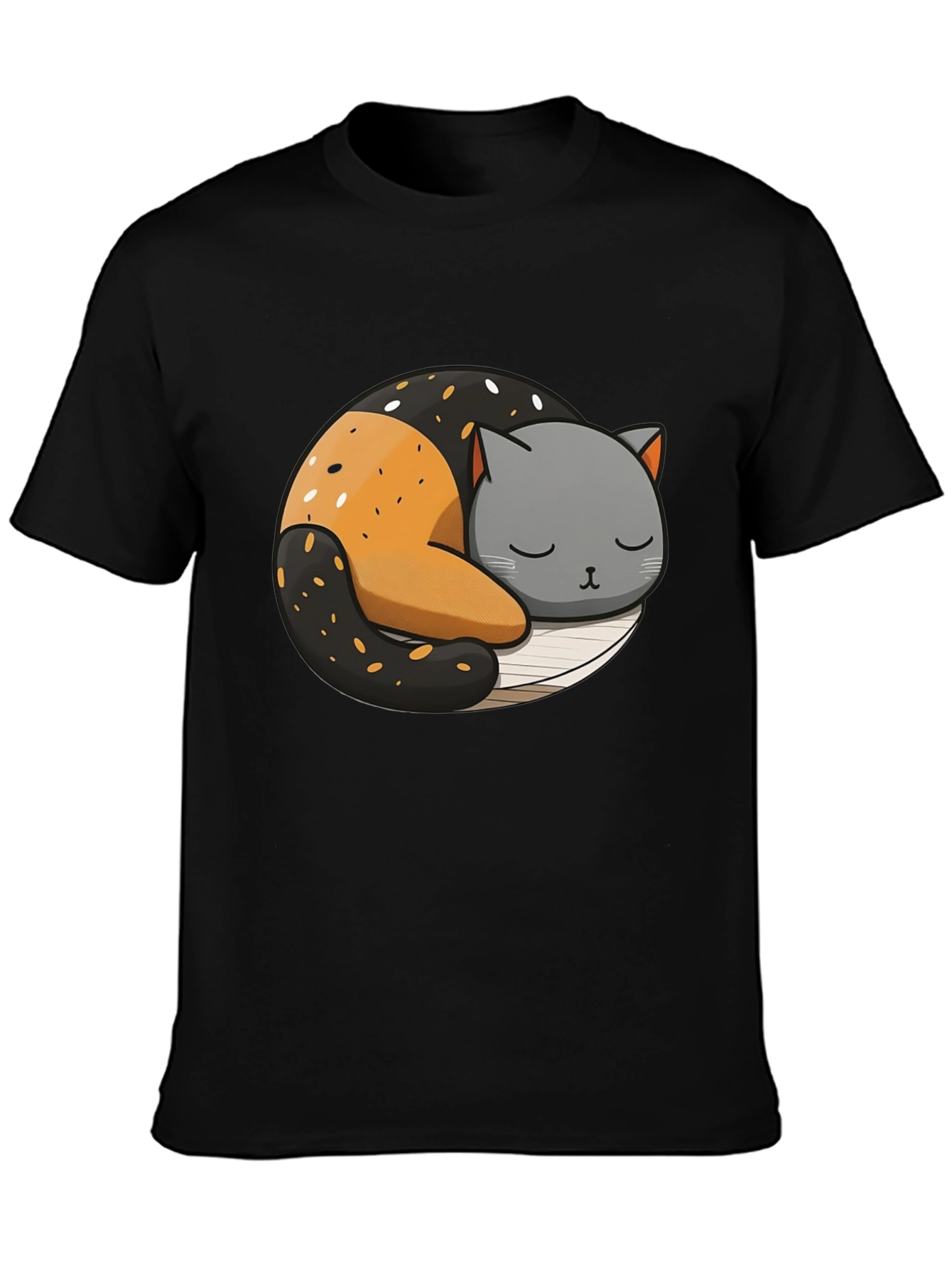 Cute Sleeping Cat Yin Yang Graphic Tee