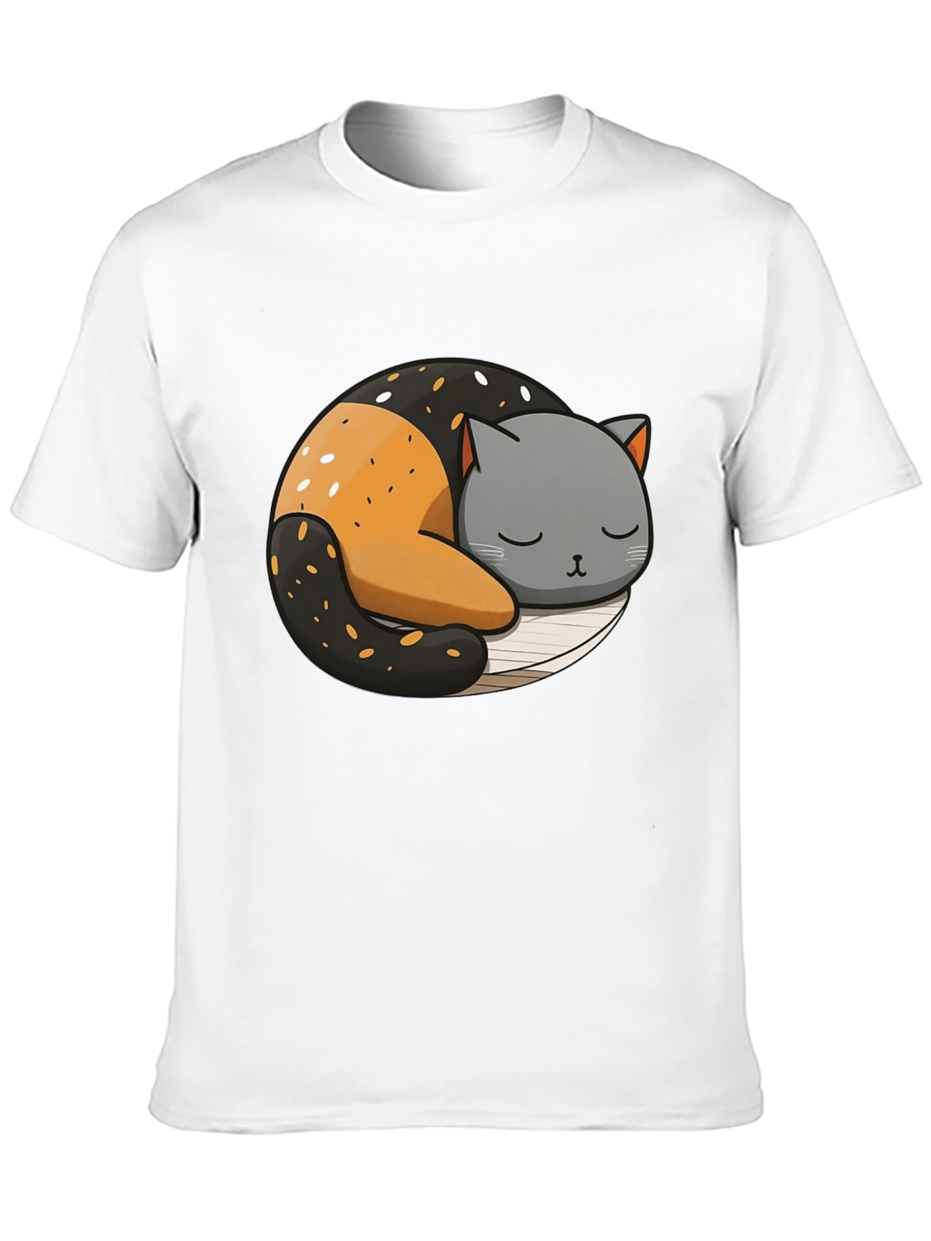 Cute Sleeping Cat Yin Yang Graphic Tee