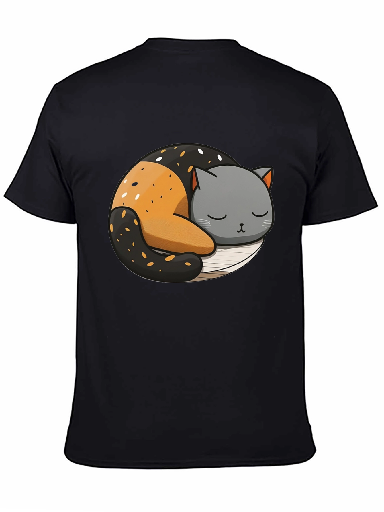 Cute Sleeping Cat Yin Yang Graphic Tee