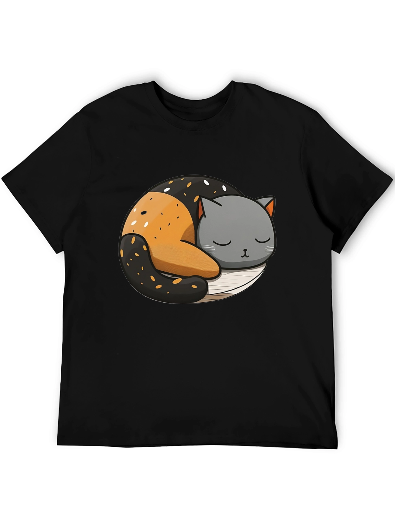 Cute Sleeping Cat Yin Yang Graphic Tee