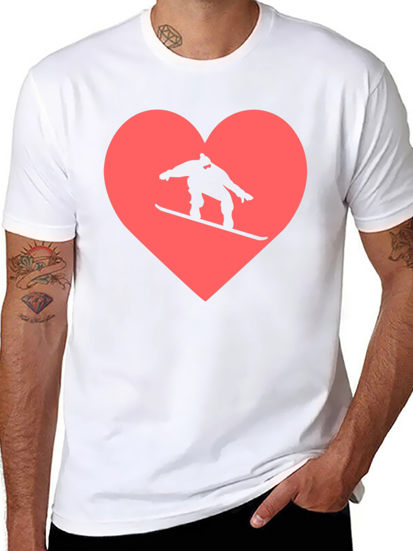 Snowboard Heart Graphic Tee - Black