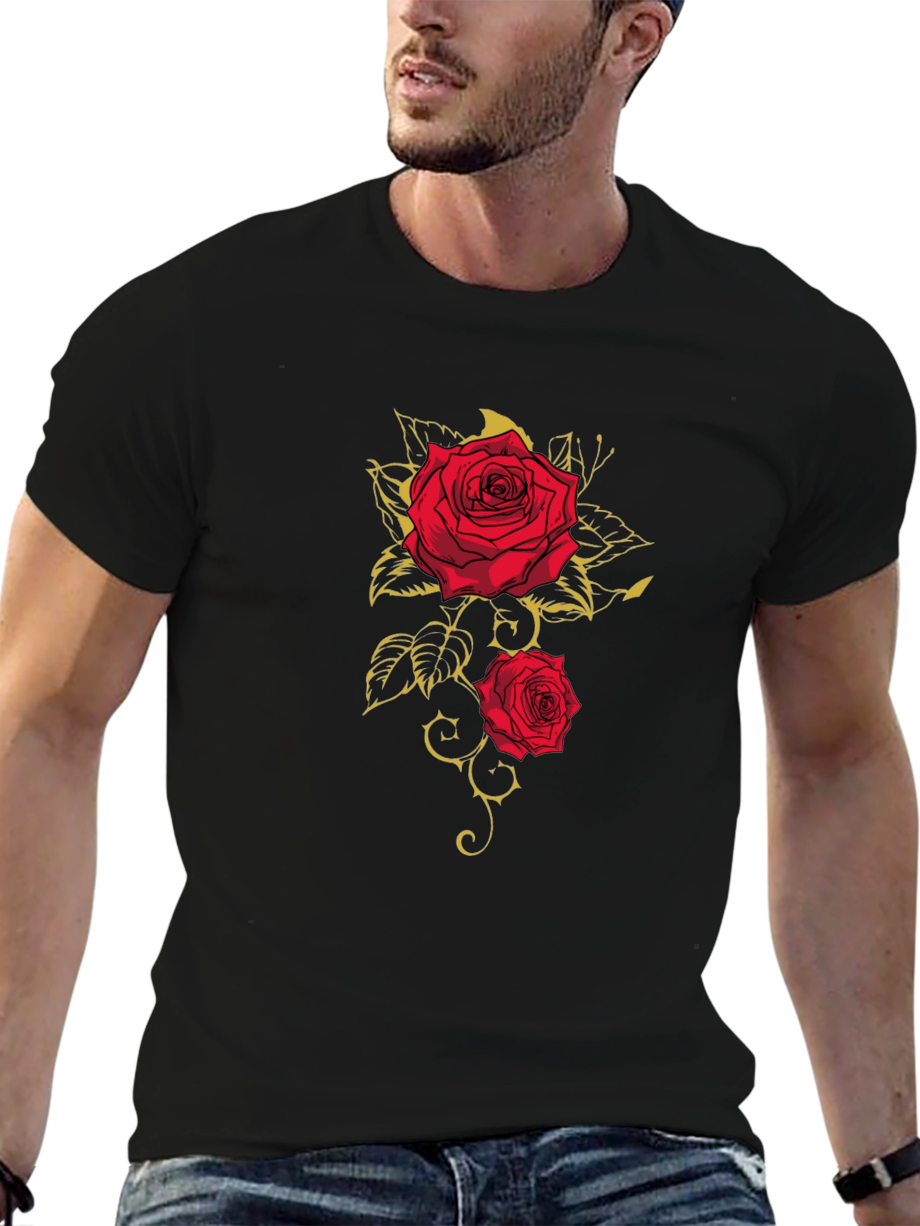 Rose Graphic T-Shirt - Classic Black Tee