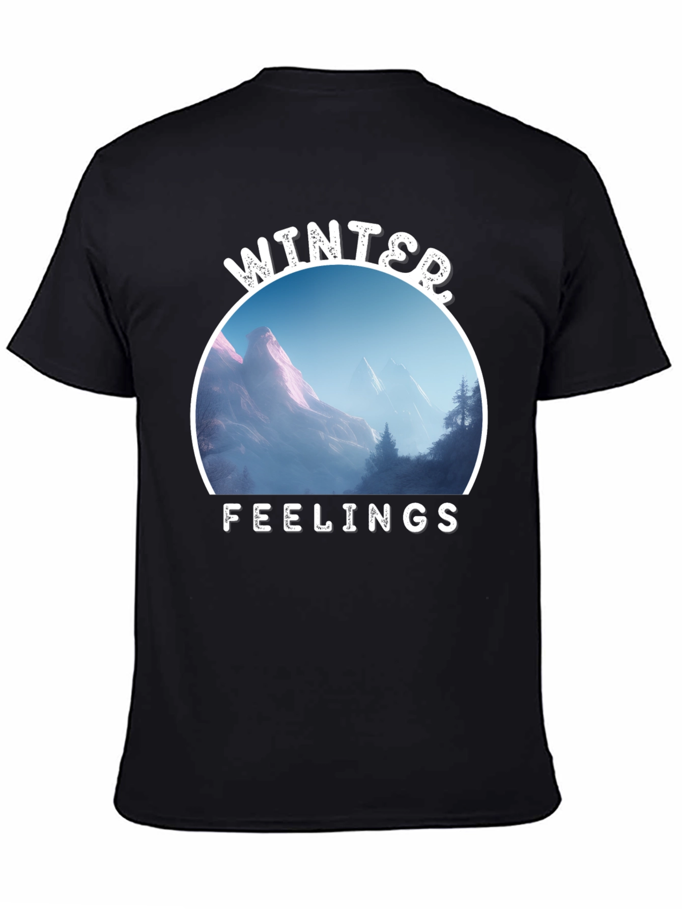 Winter Feelings Mountain Scene Black Tee