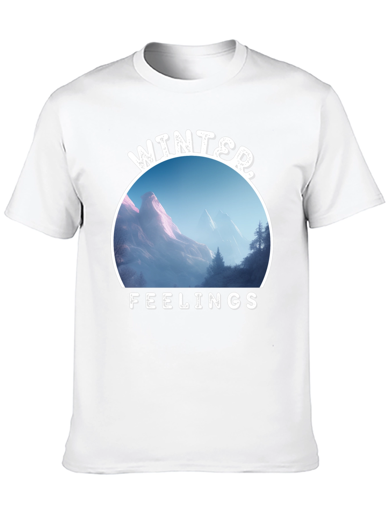 Winter Feelings Mountain Scene Black Tee