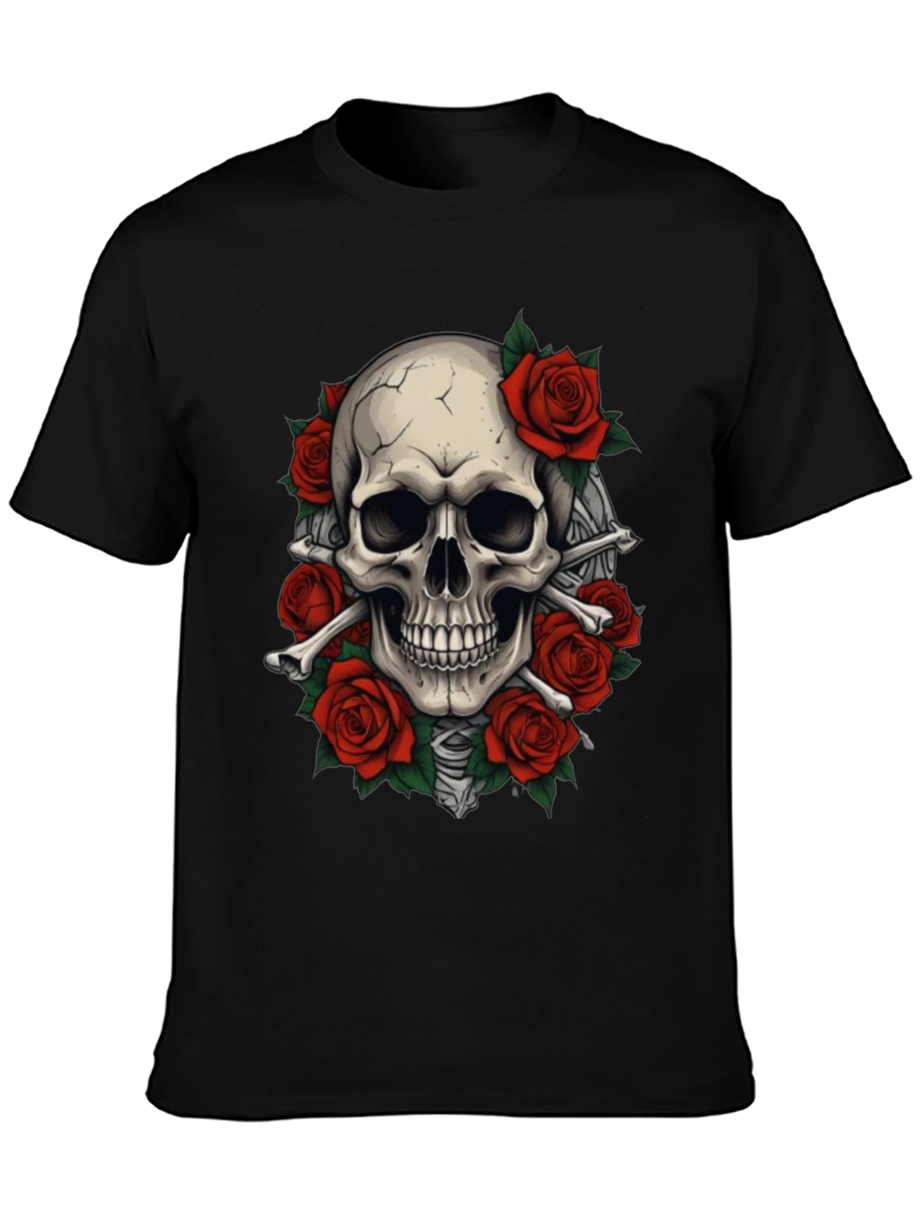 Skull & Roses Graphic T-Shirt - Goth Style