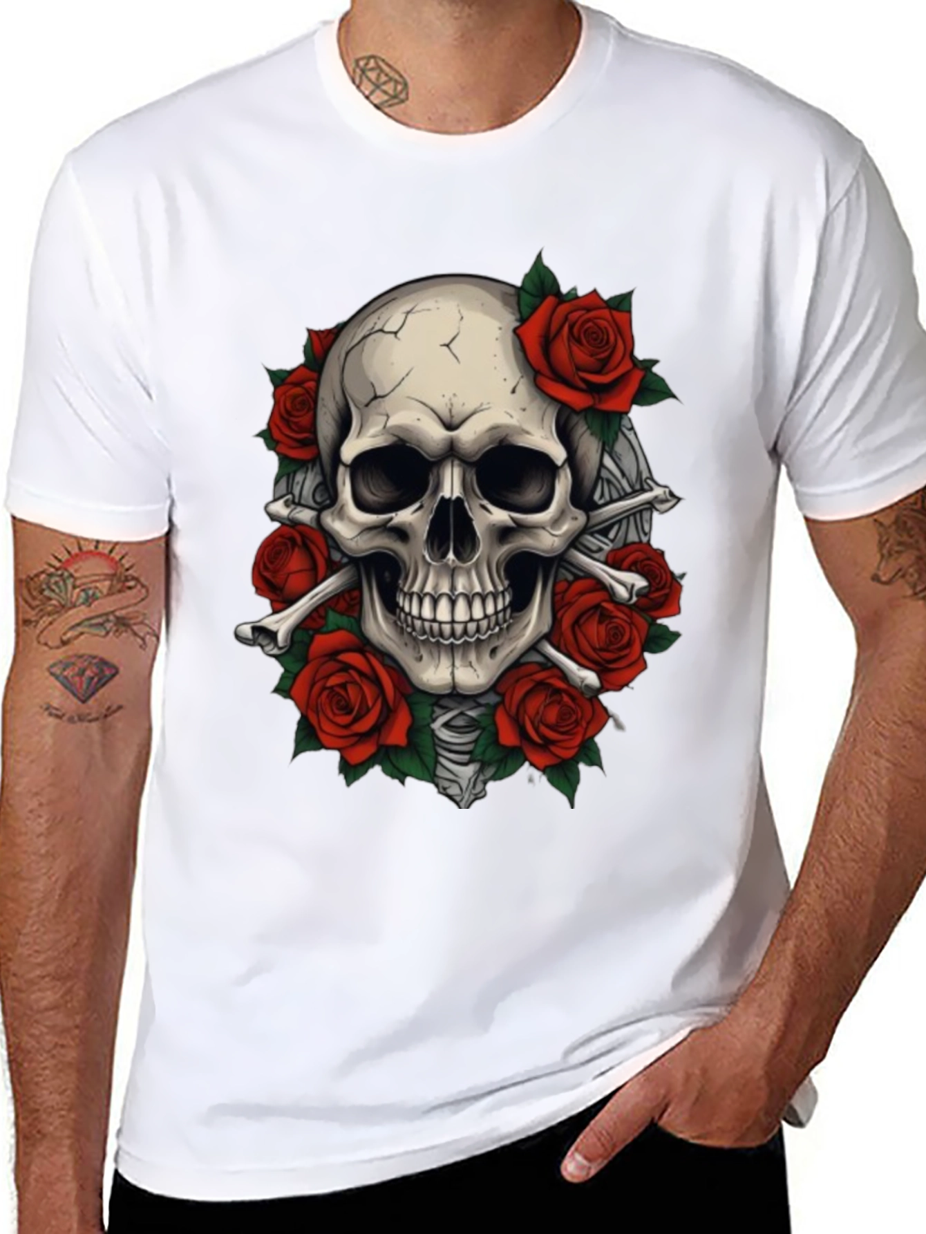 Skull & Roses Graphic T-Shirt - Goth Style