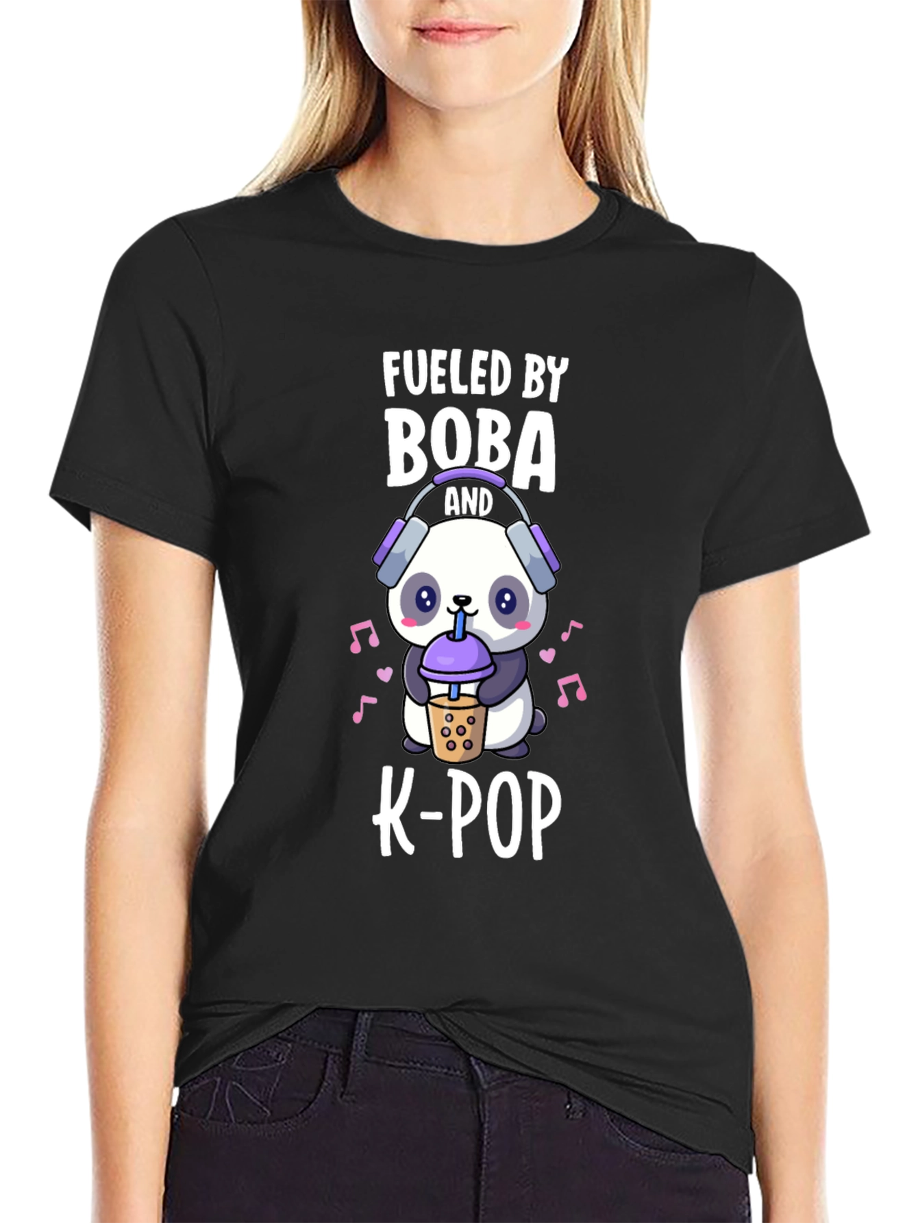 Fueled by Boba and K-Pop Panda Graphic Tee
