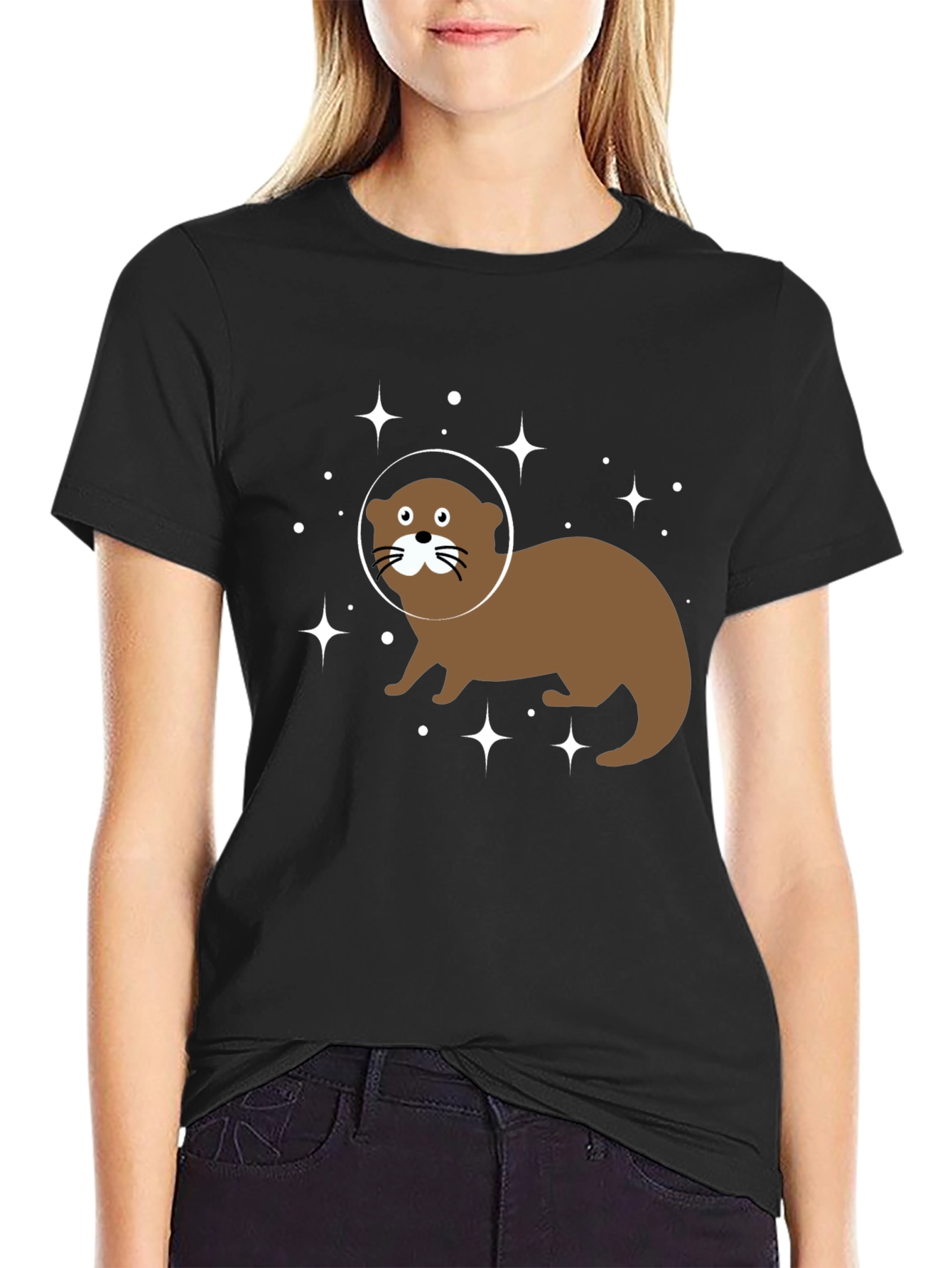 Space Otter Graphic Tee - Black