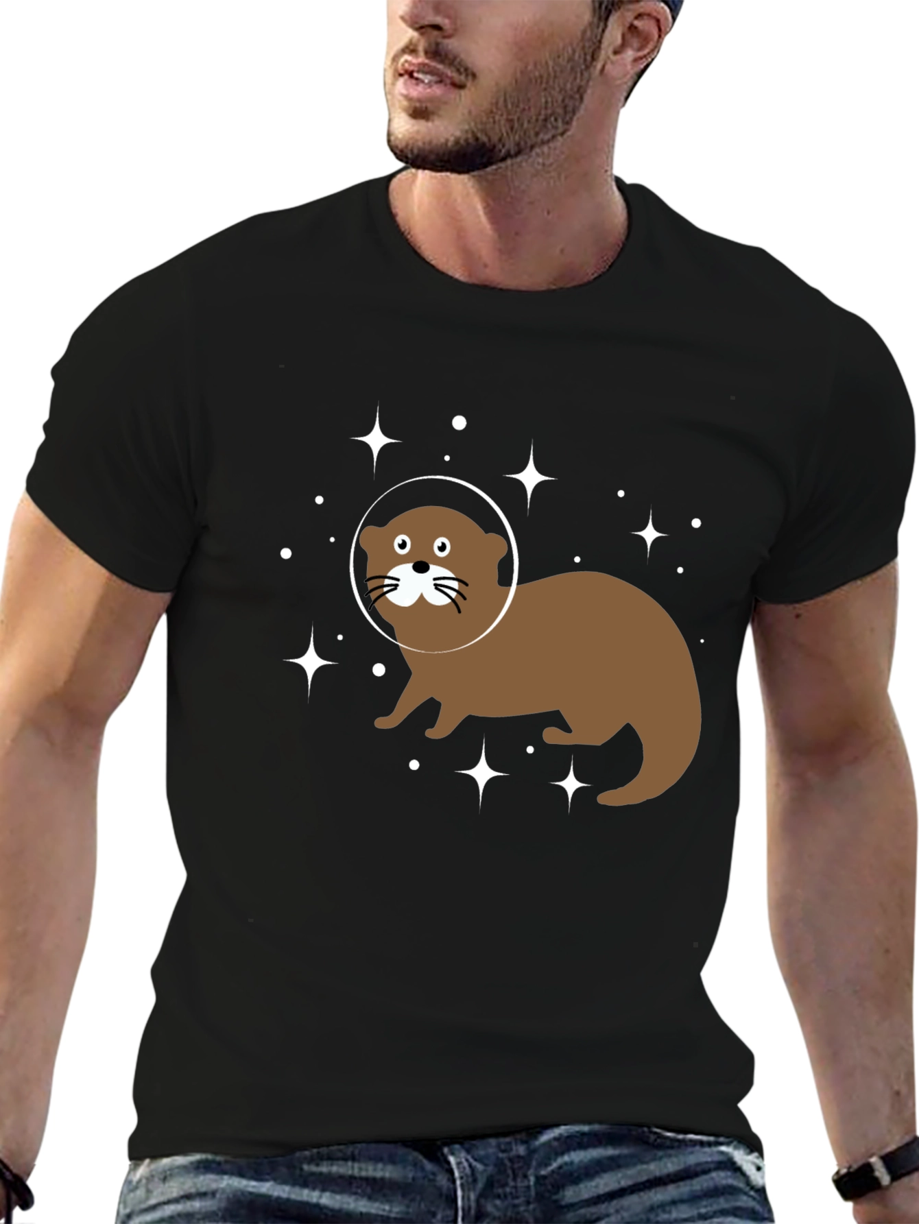 Space Otter Graphic Tee - Black