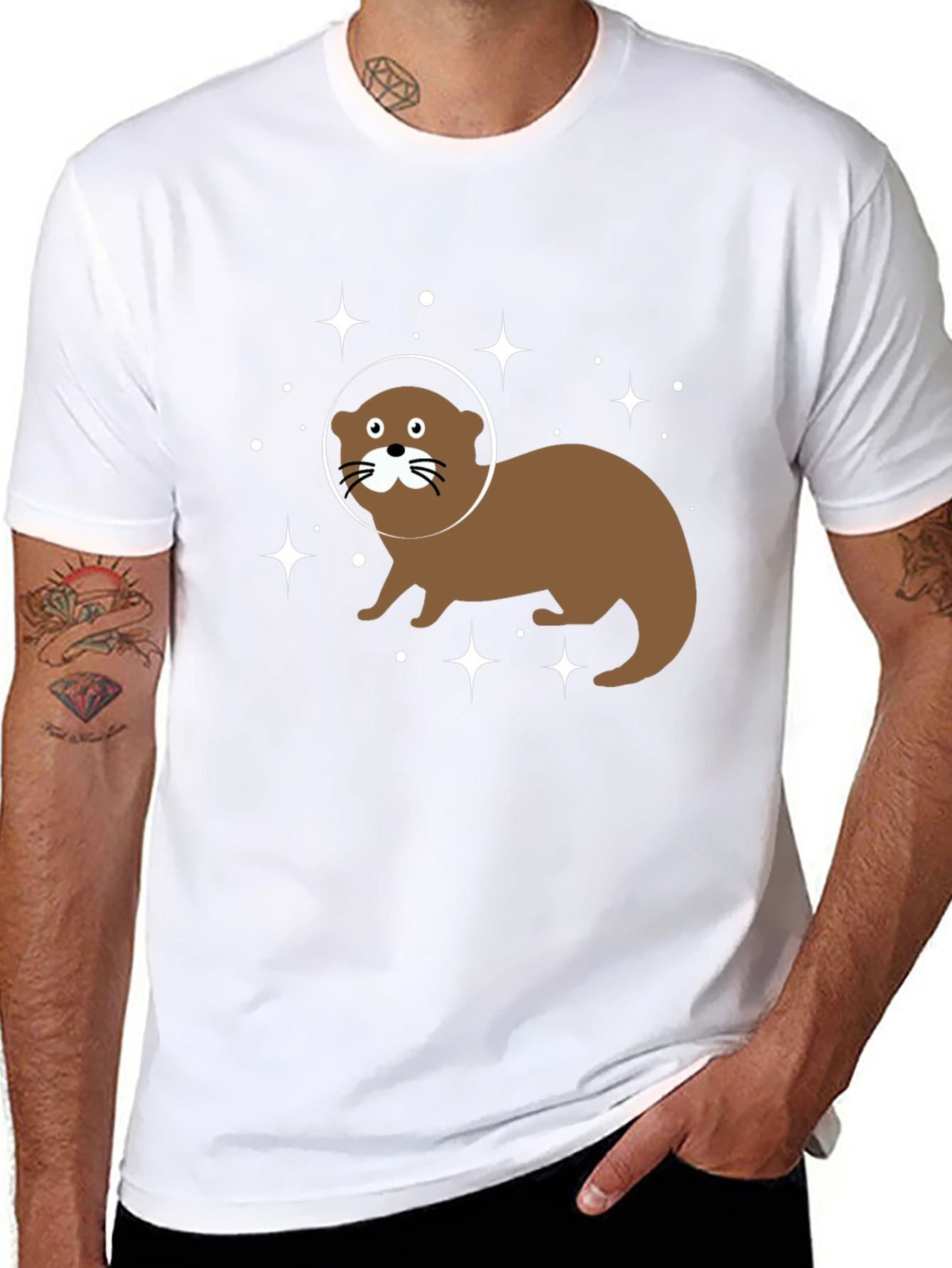 Space Otter Graphic Tee - Black