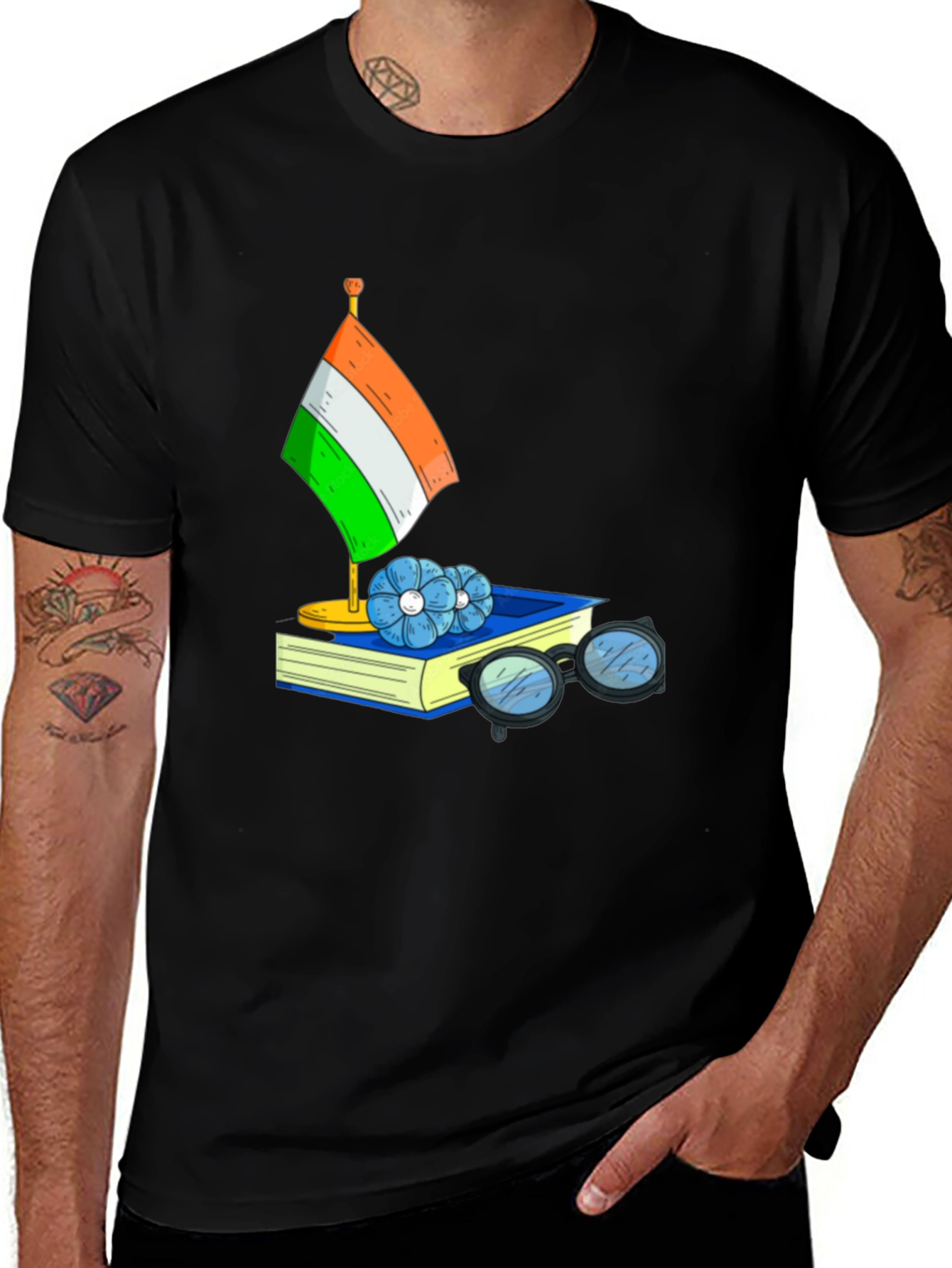 Indian Flag Graphic Tee - Book Lover Style