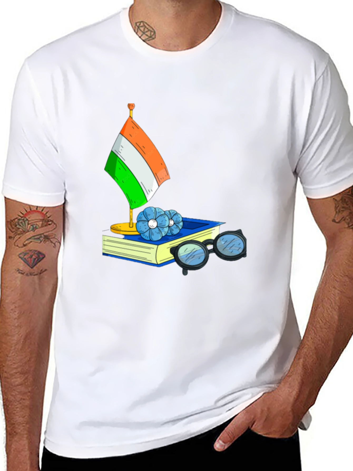 Indian Flag Graphic Tee - Book Lover Style