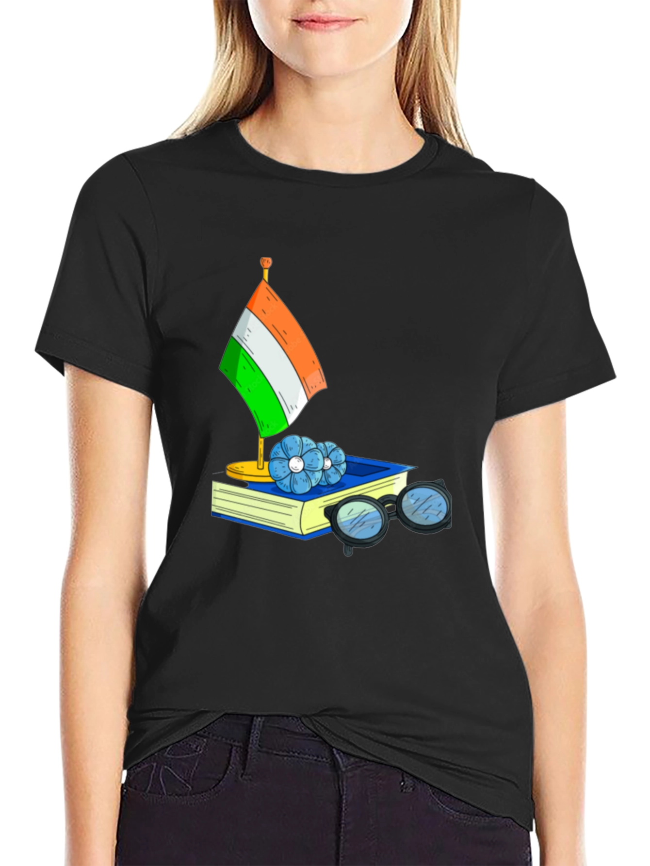Indian Flag Graphic Tee - Book Lover Style