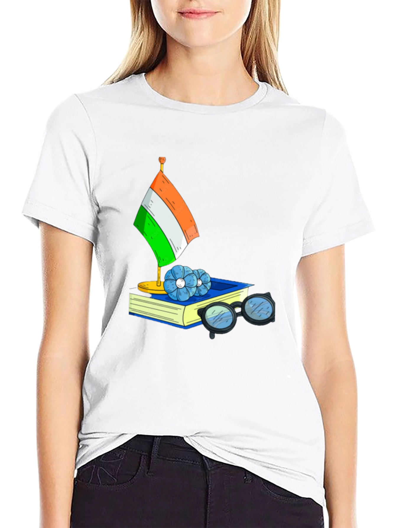 Indian Flag Graphic Tee - Book Lover Style