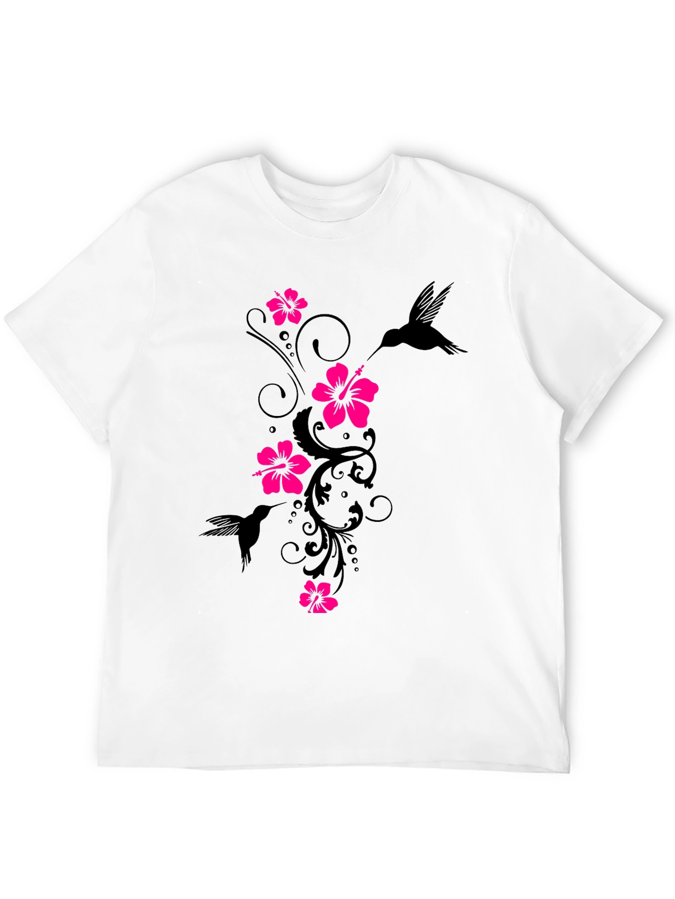 Black Floral Hummingbird Graphic Tee