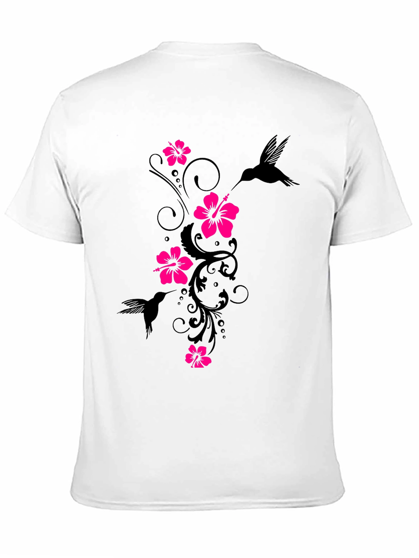 Black Floral Hummingbird Graphic Tee
