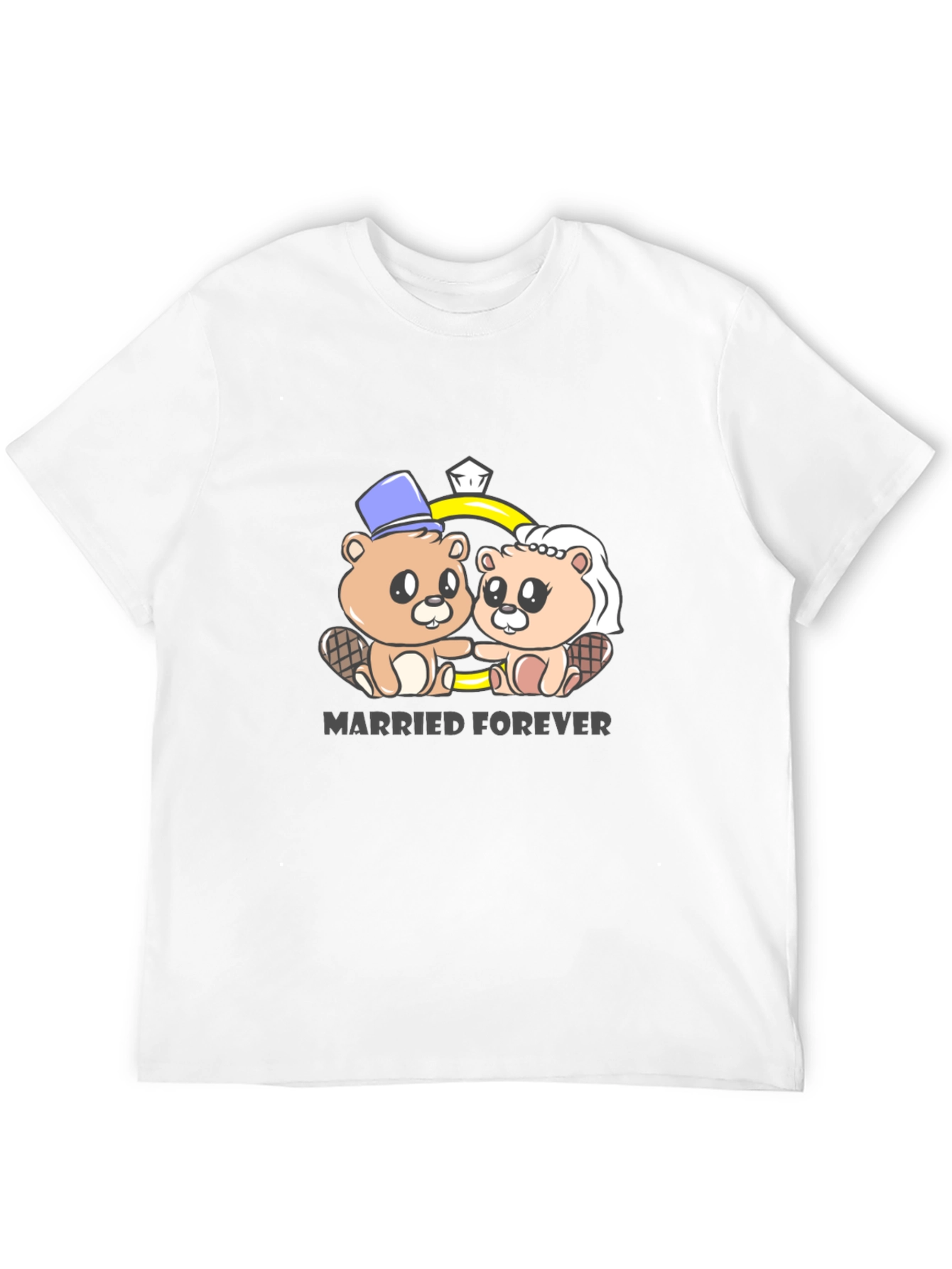 Married Forever Beaver Couple Graphic Tee