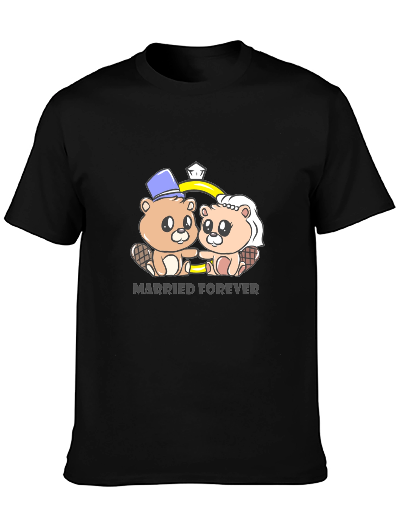 Married Forever Beaver Couple Graphic Tee