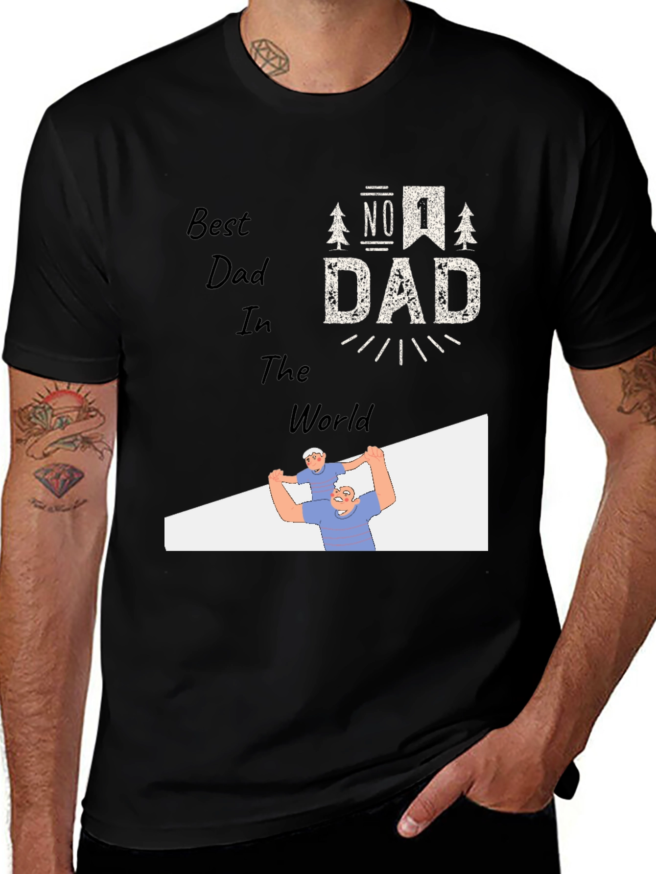 Best Dad Ever Black Graphic T-Shirt